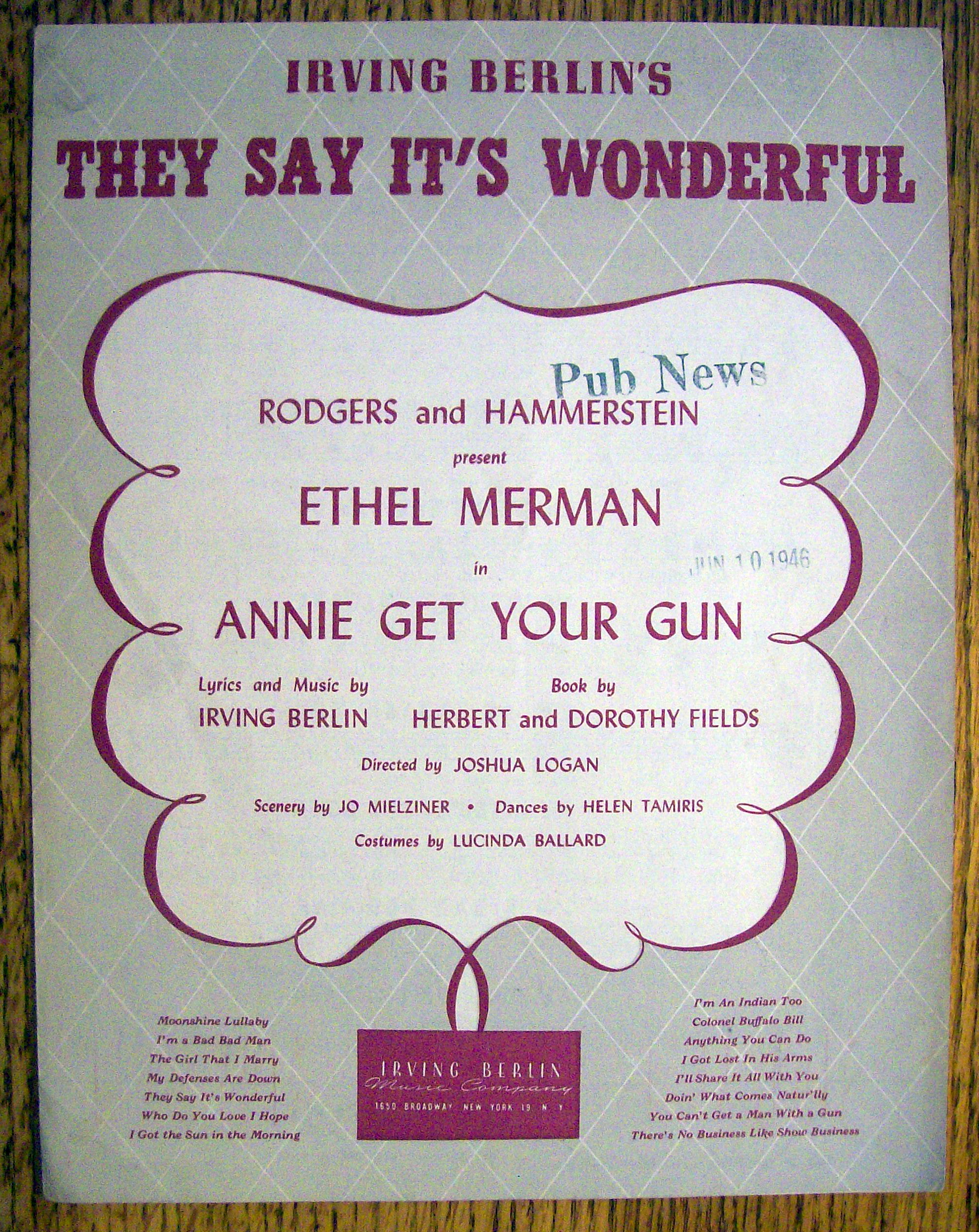 Sheet Music For 1946 They Say It's Wonderful