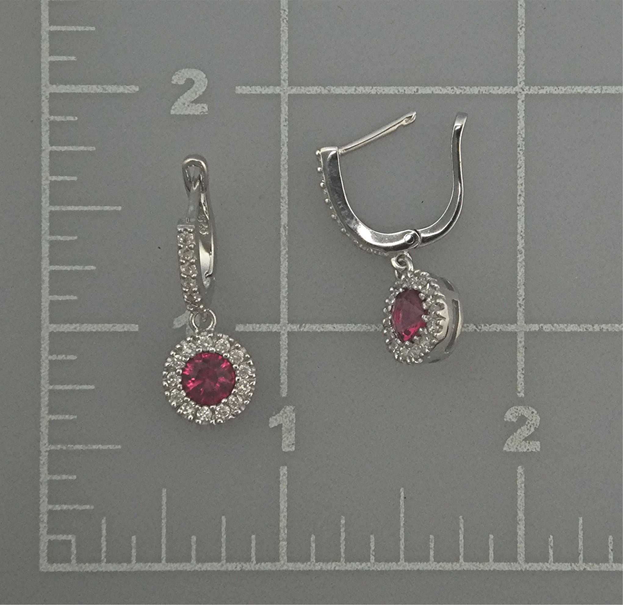 Earrings Sterling Silver Ruby Crystal CZ Post Clip