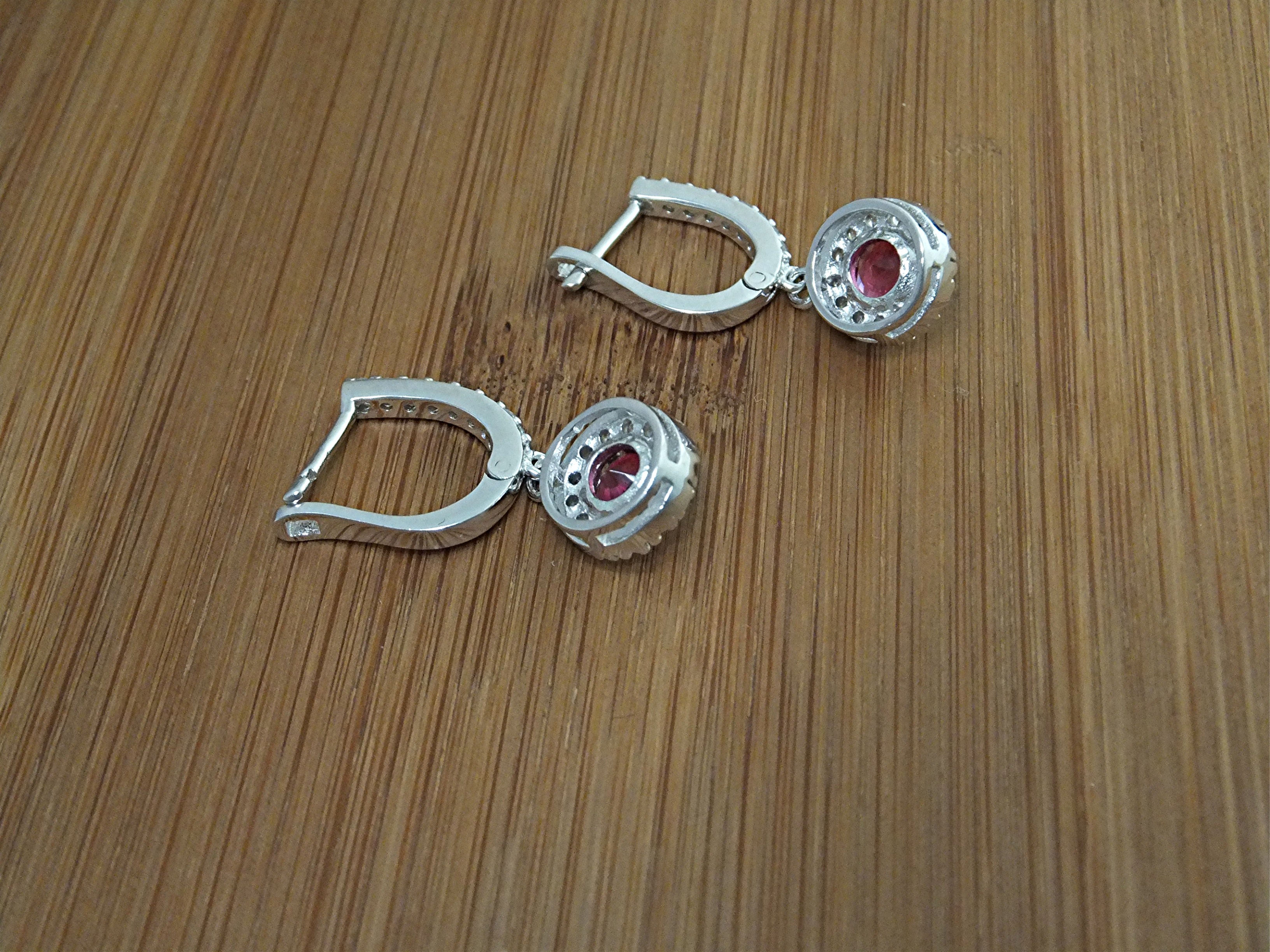 Earrings Sterling Silver Ruby Crystal CZ Post Clip