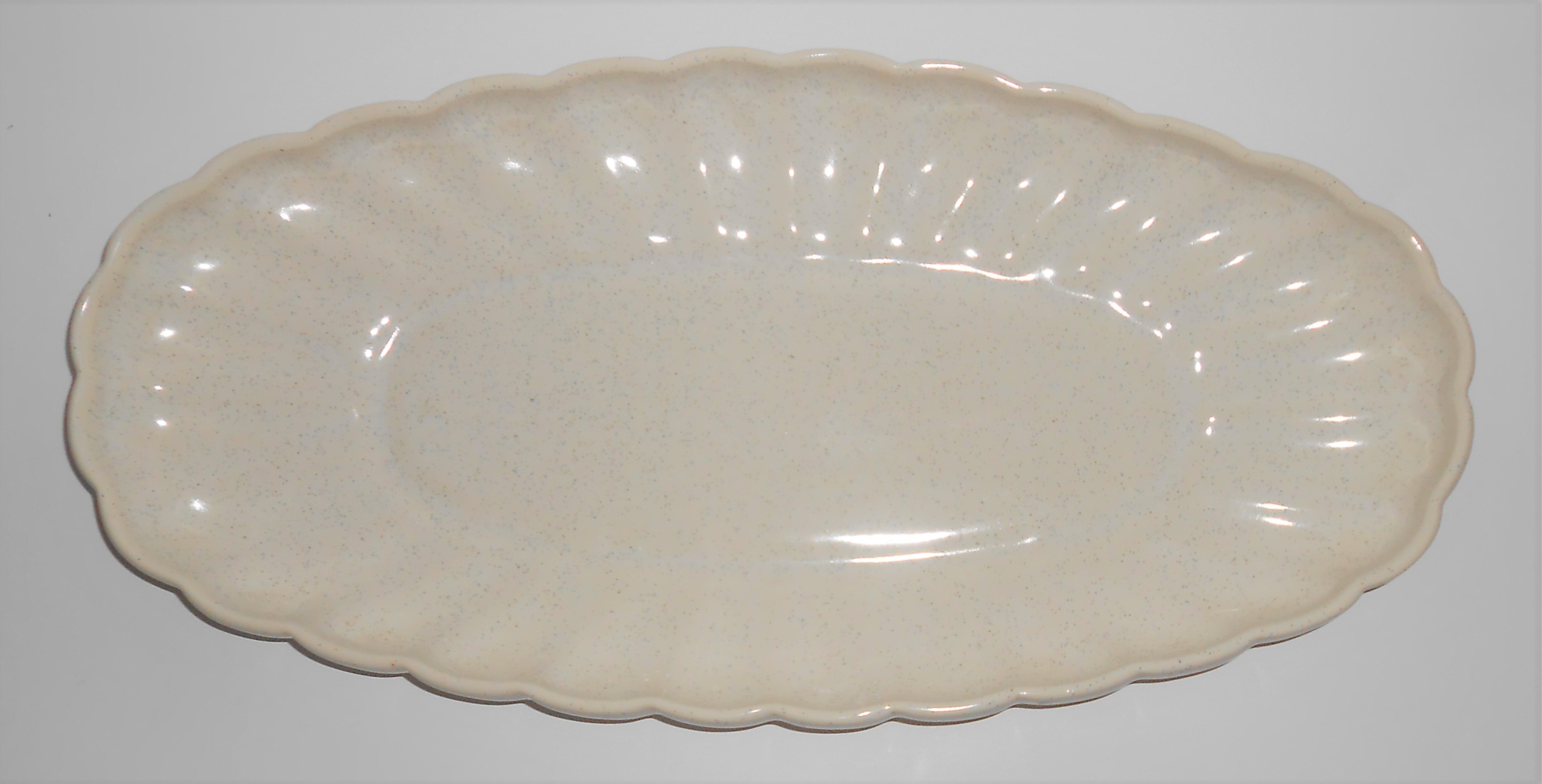 Bauer Pottery White Speckle Low Art Bowl