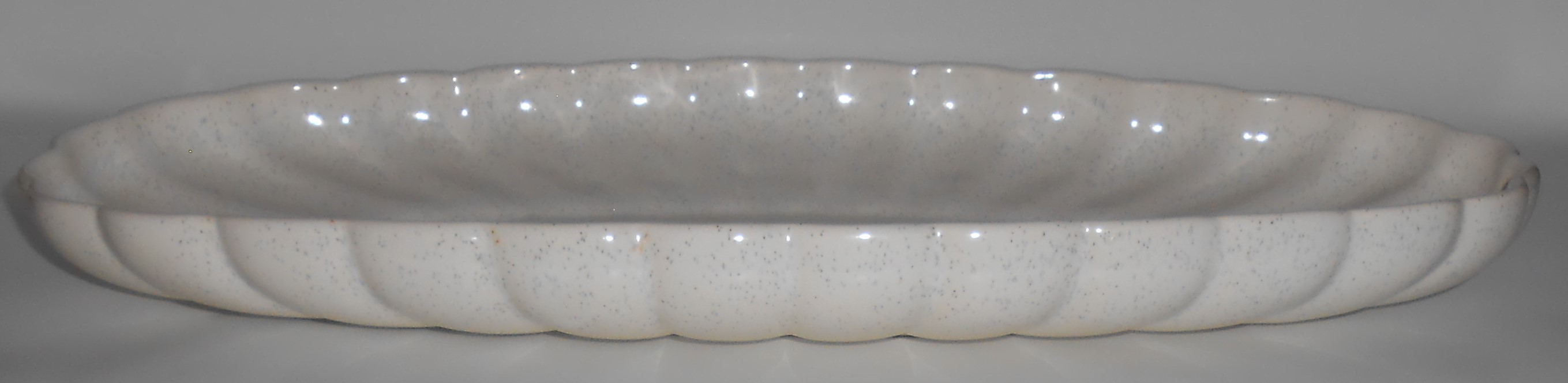Bauer Pottery White Speckle Low Art Bowl