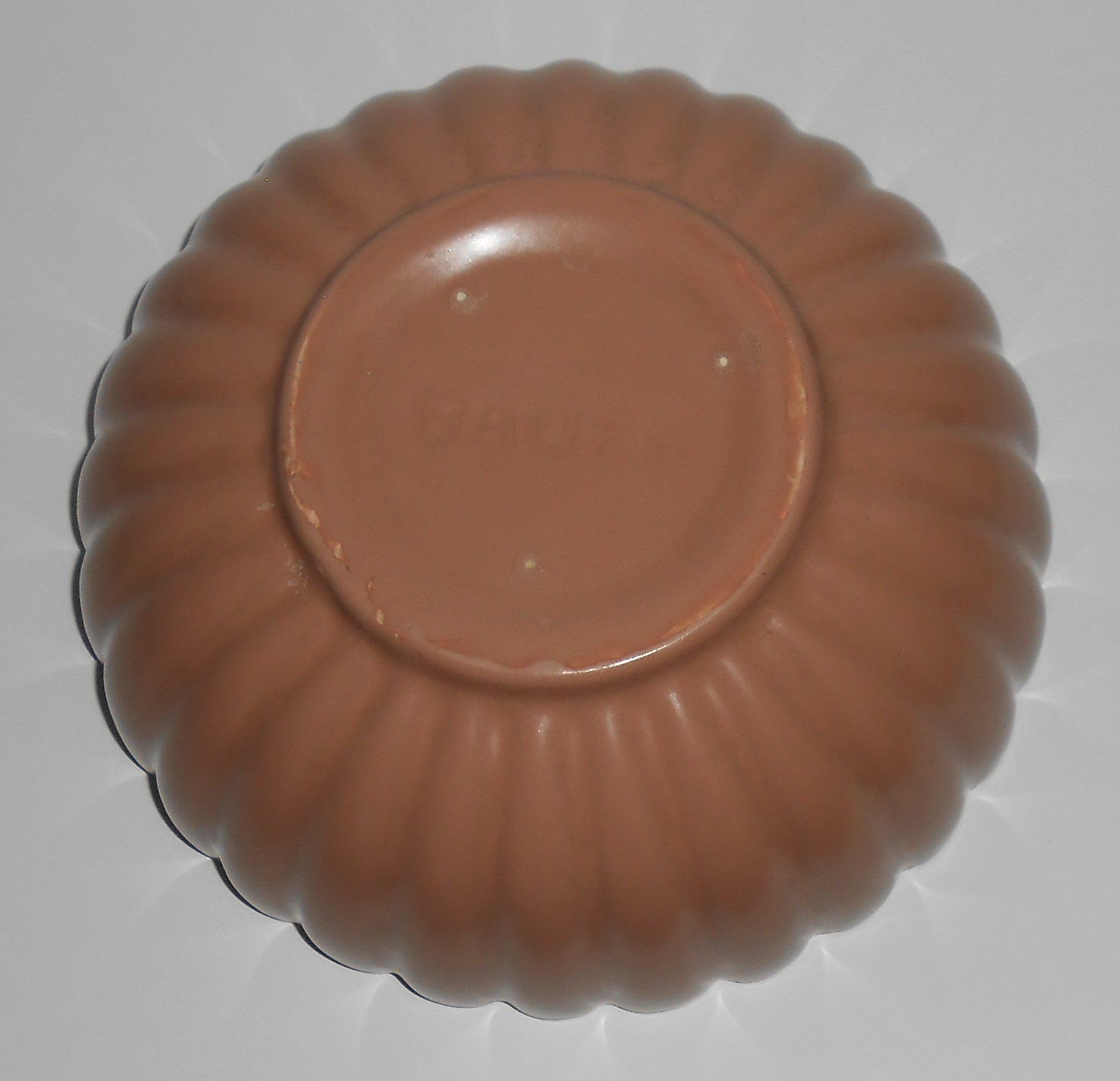 Bauer Pottery Tracy Irwin Matte Tan Half Pumpkin Art Bo