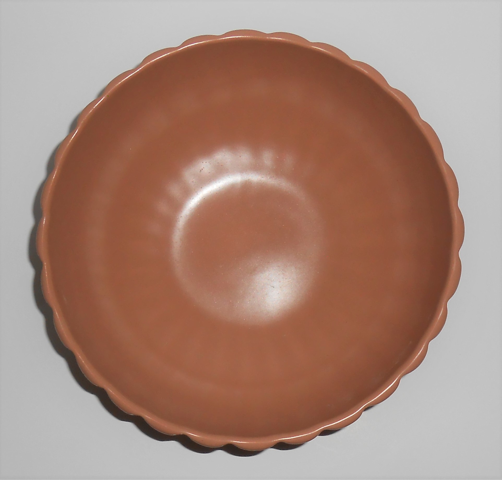 Bauer Pottery Tracy Irwin Matte Tan Half Pumpkin Art Bo