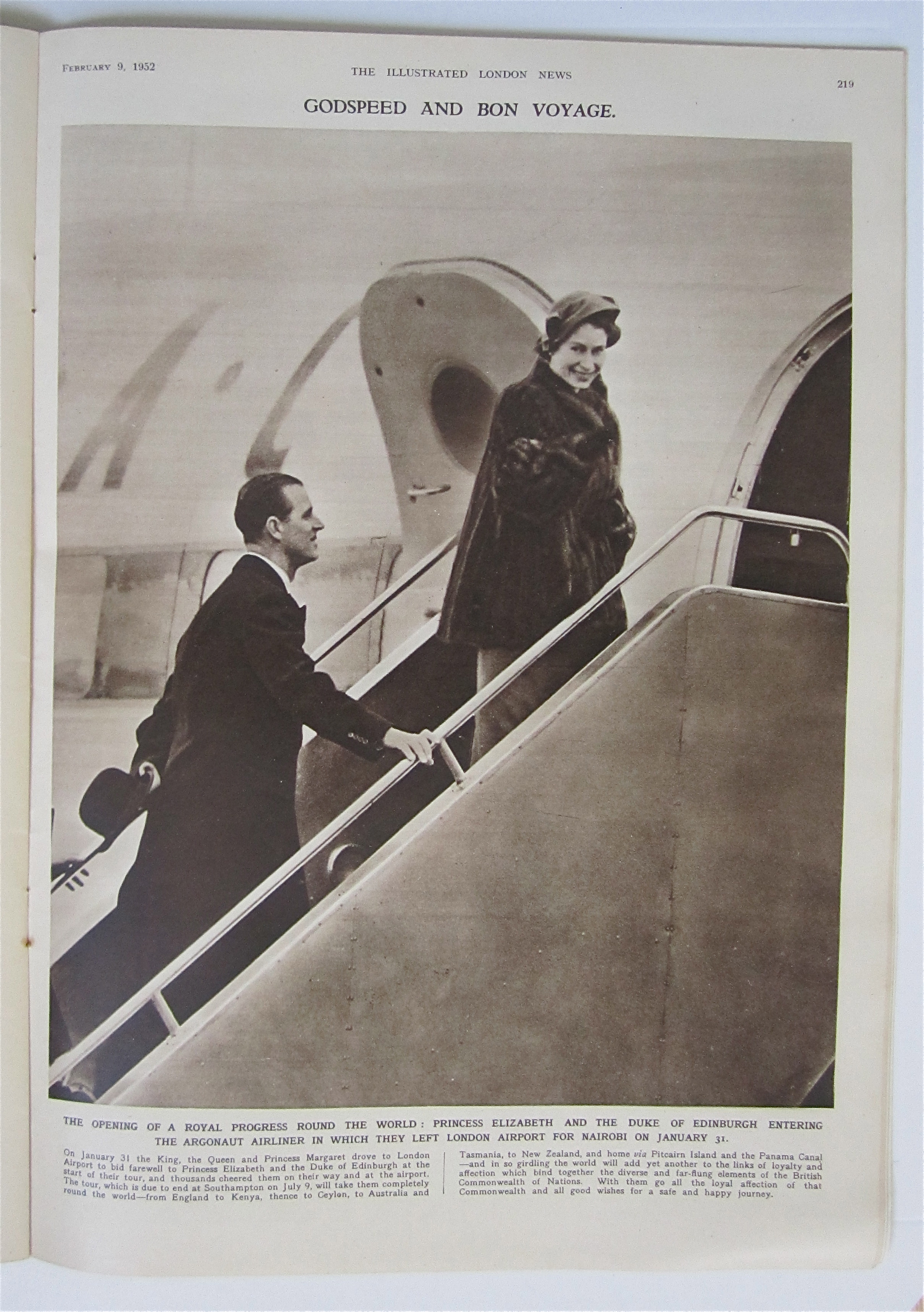London News Magazine February 9, 1952 Royal Tour