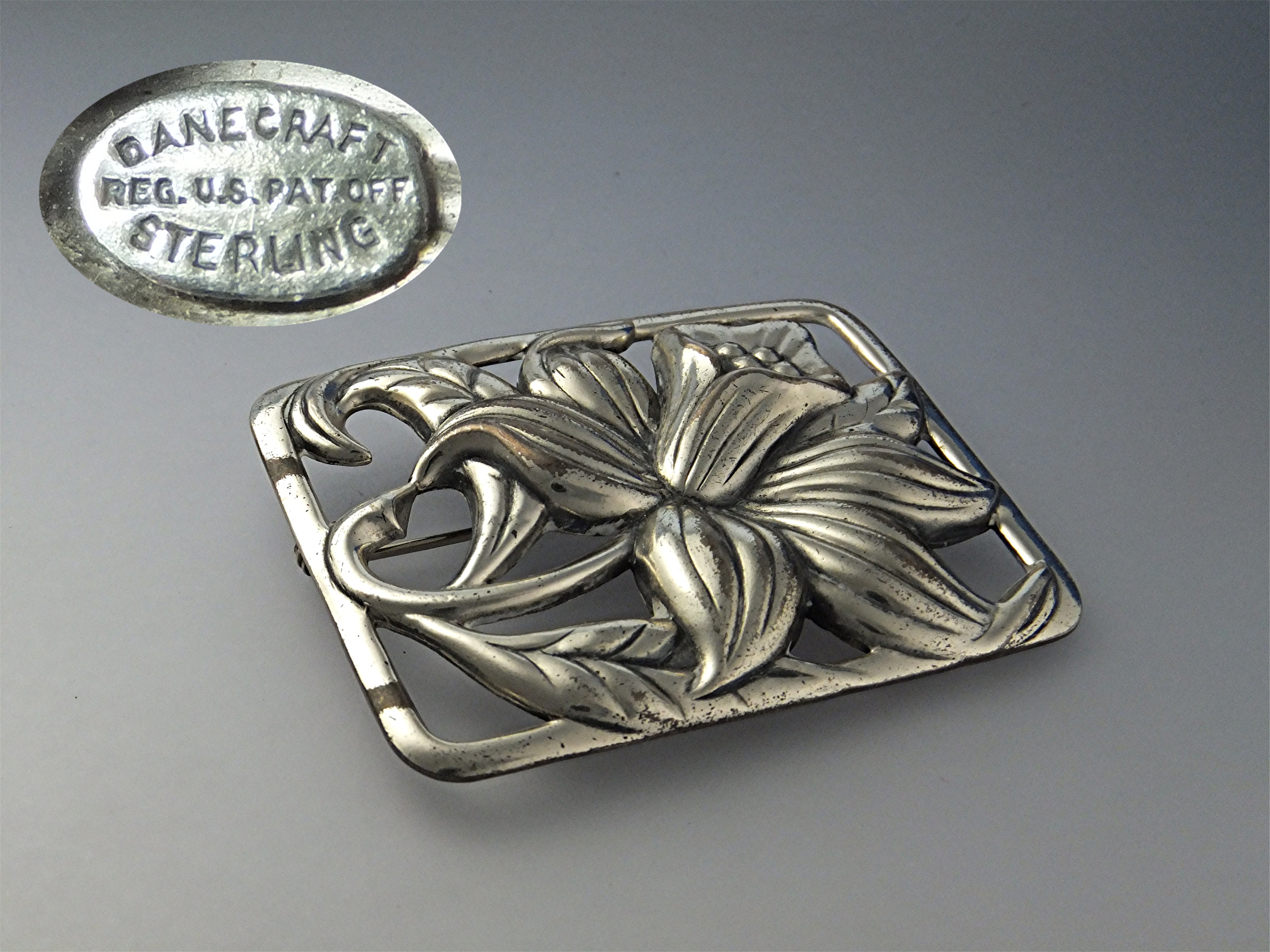 DANECRAFT Sterling Silver Lily and Leaf Pin US Pat
