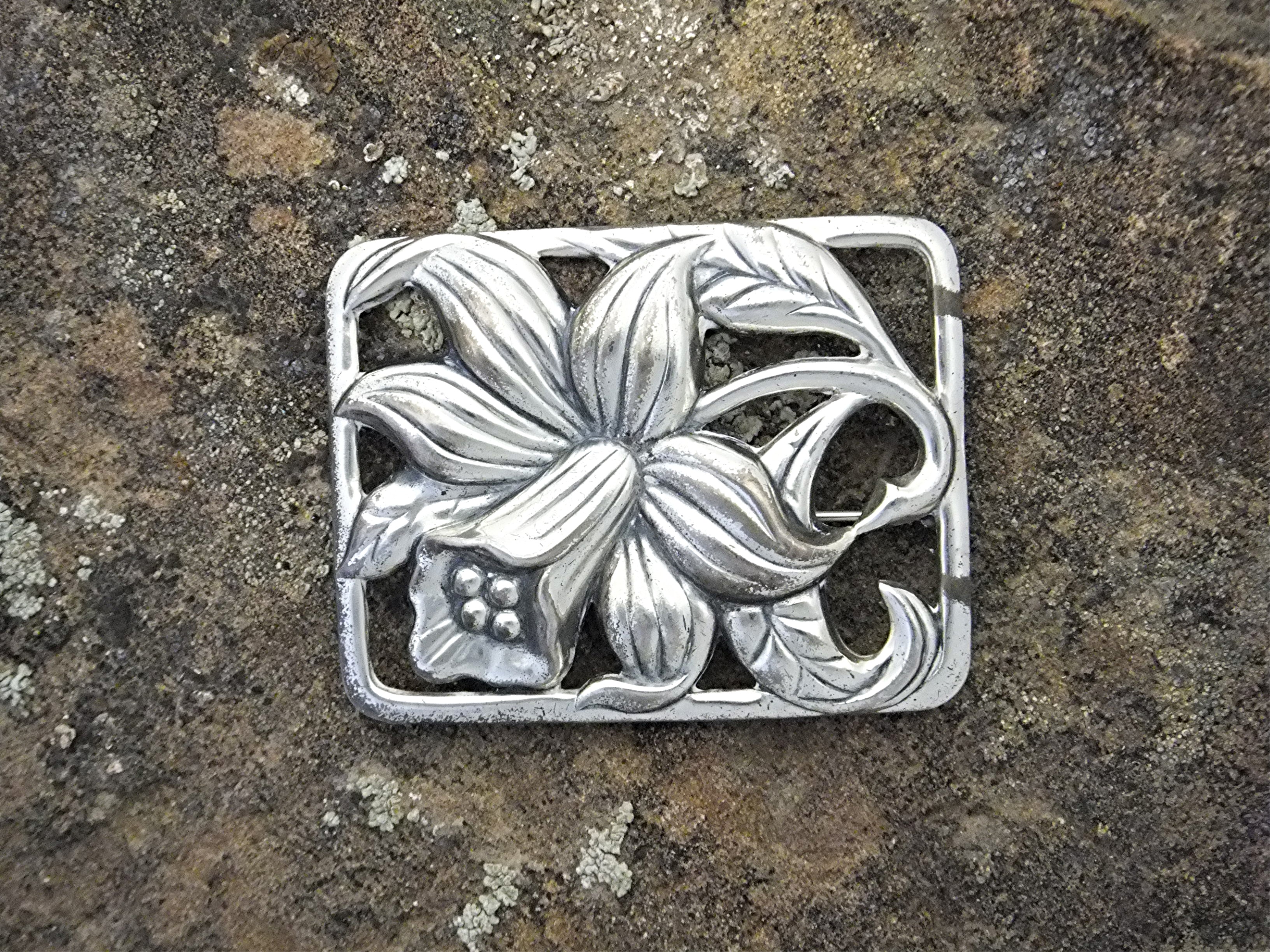 DANECRAFT Sterling Silver Lily and Leaf Pin US Pat