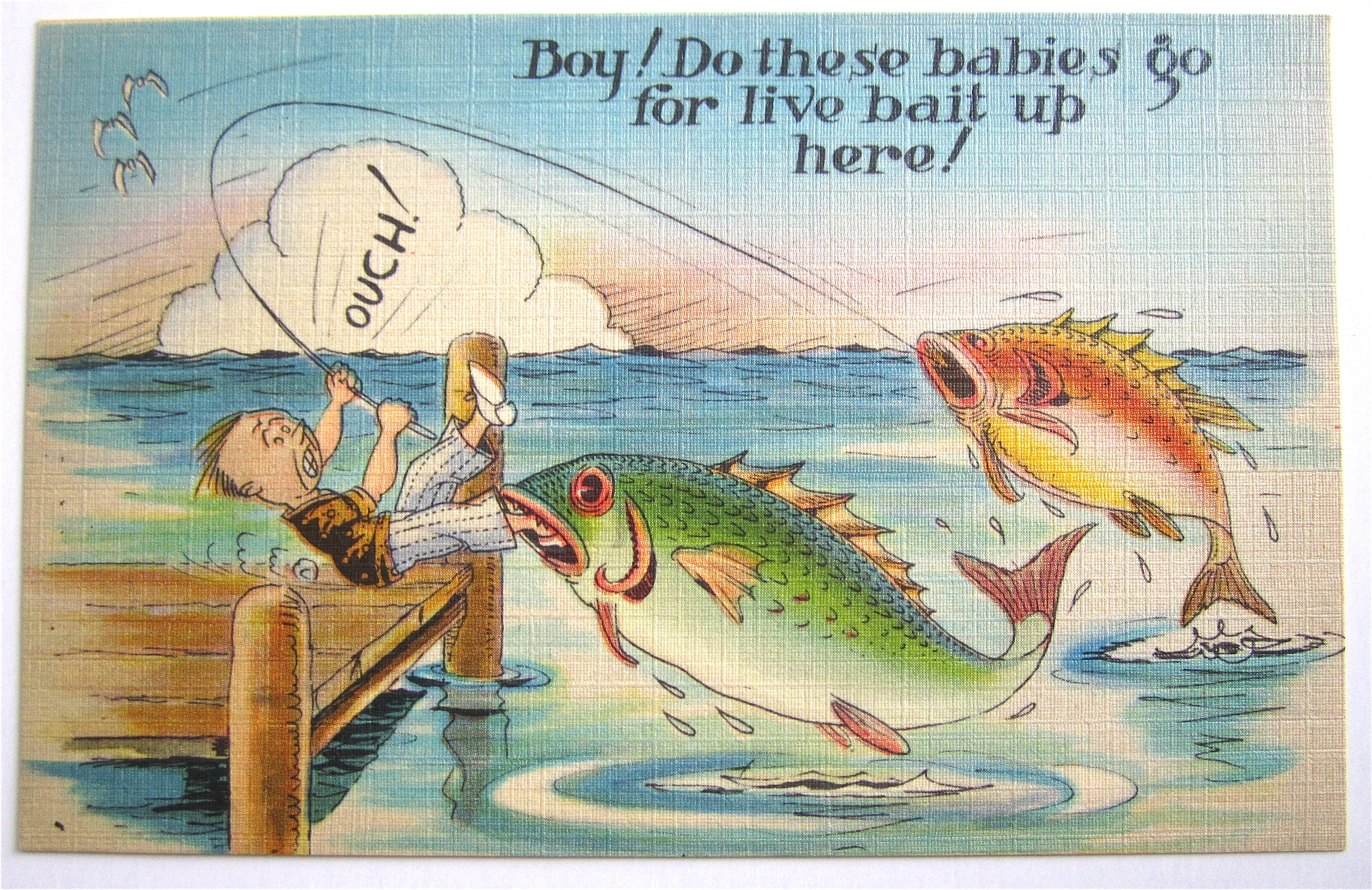 Man Catching Fish But Being Pulled In By Another Fish