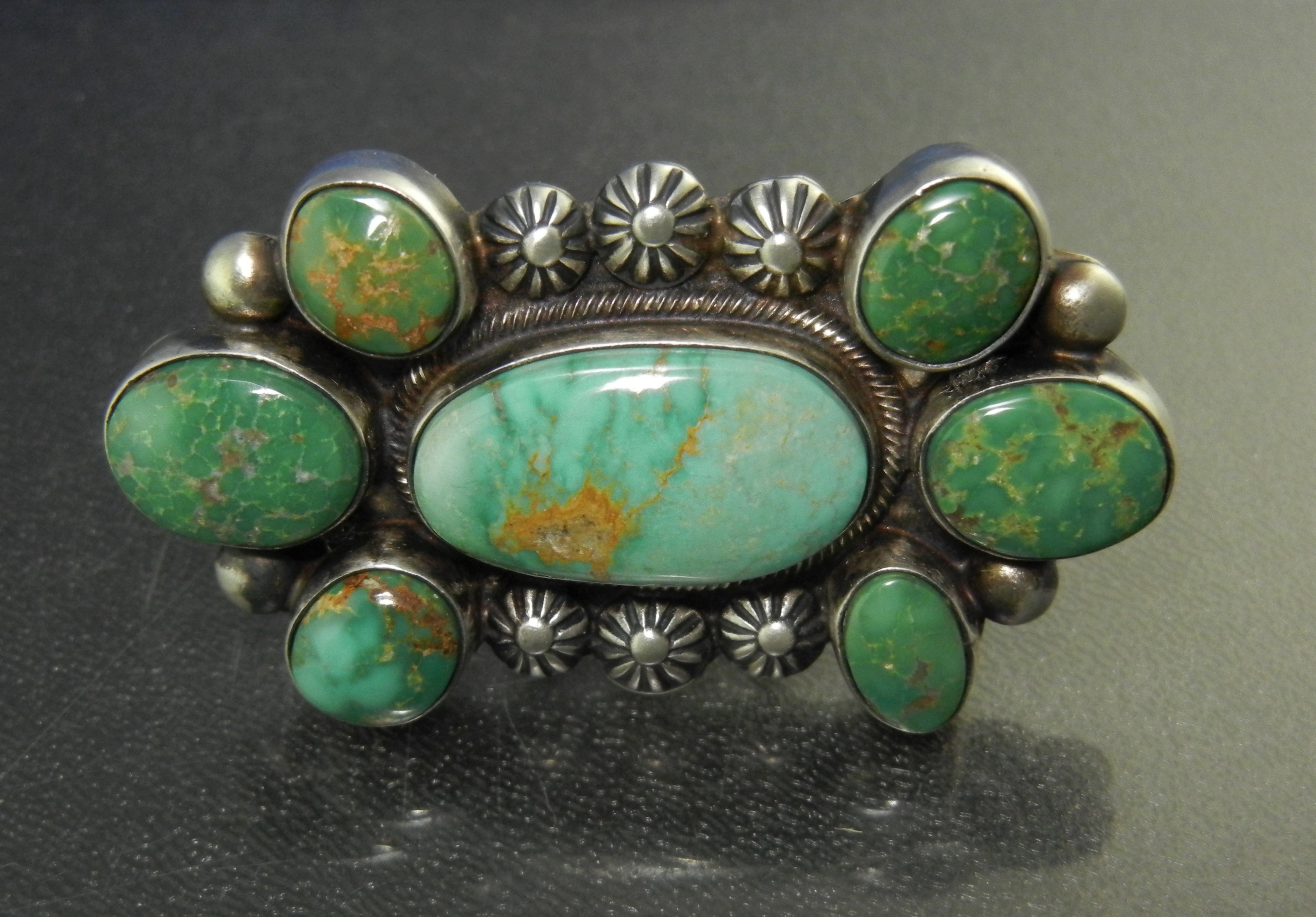 Navajo Sterling Silver Sonoran Gold Turquoise Ring Sign