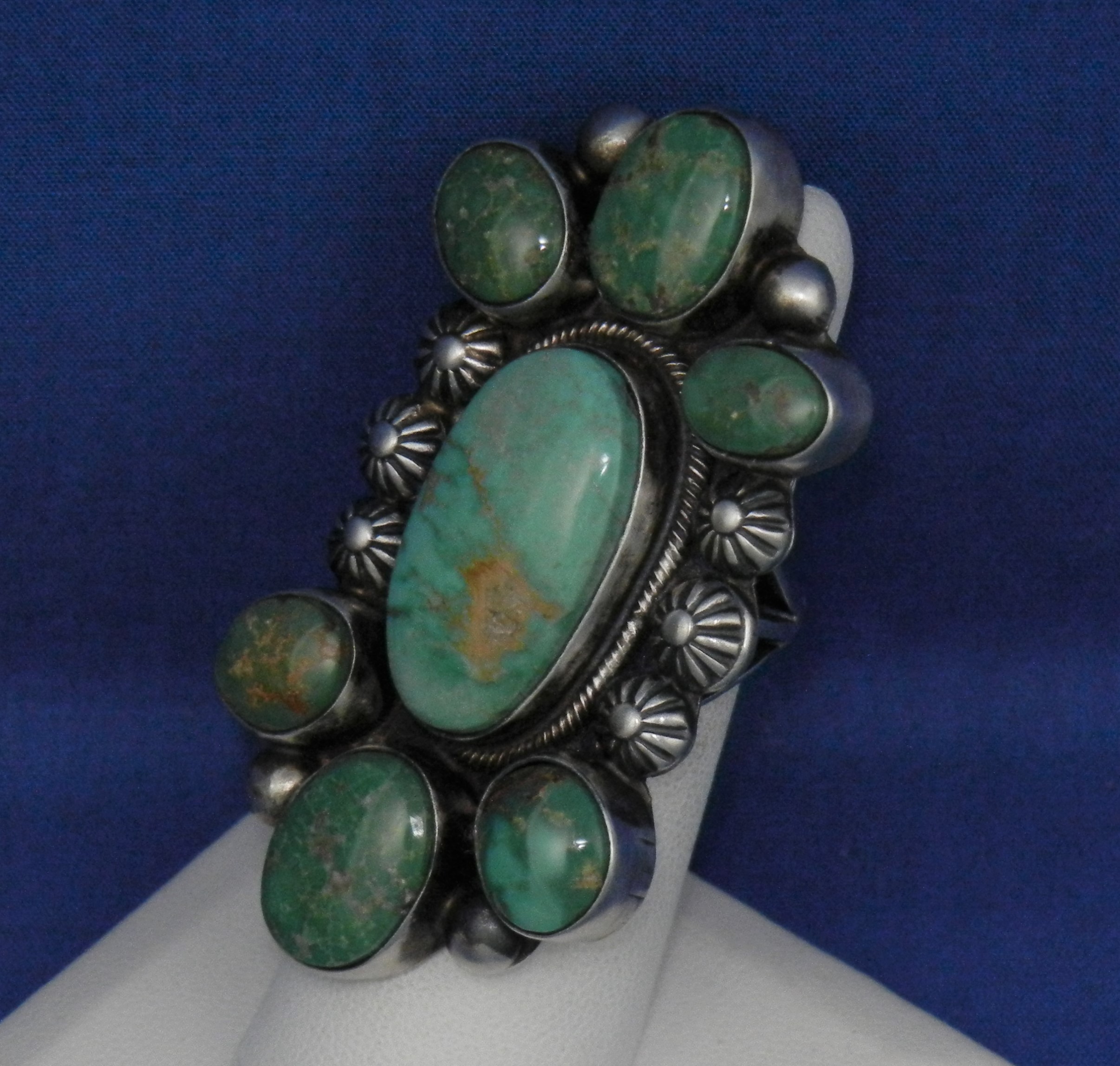 Navajo Sterling Silver Sonoran Gold Turquoise Ring Sign