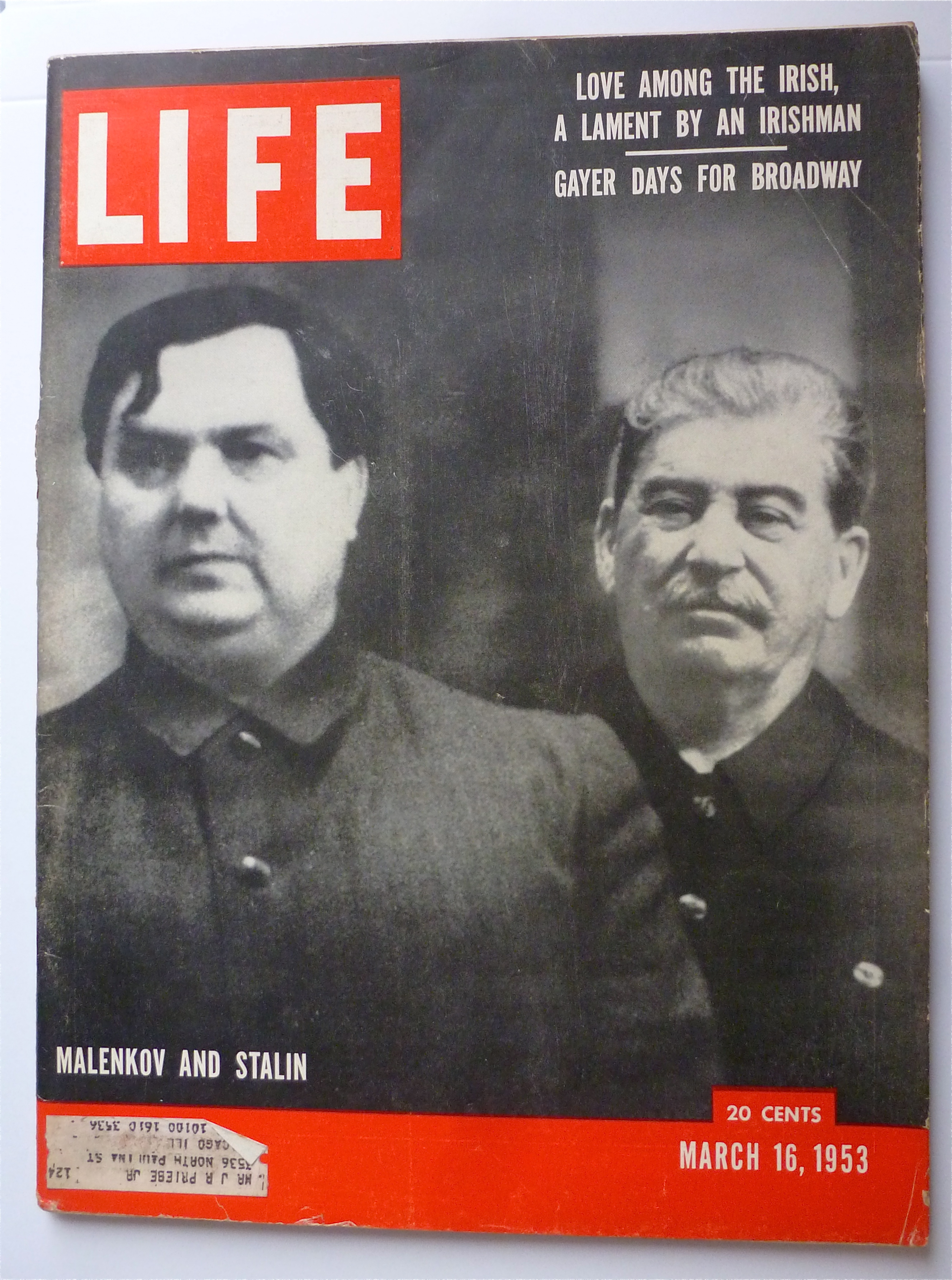 Life Magazine March 16, 1953 Malenkov & Stalin