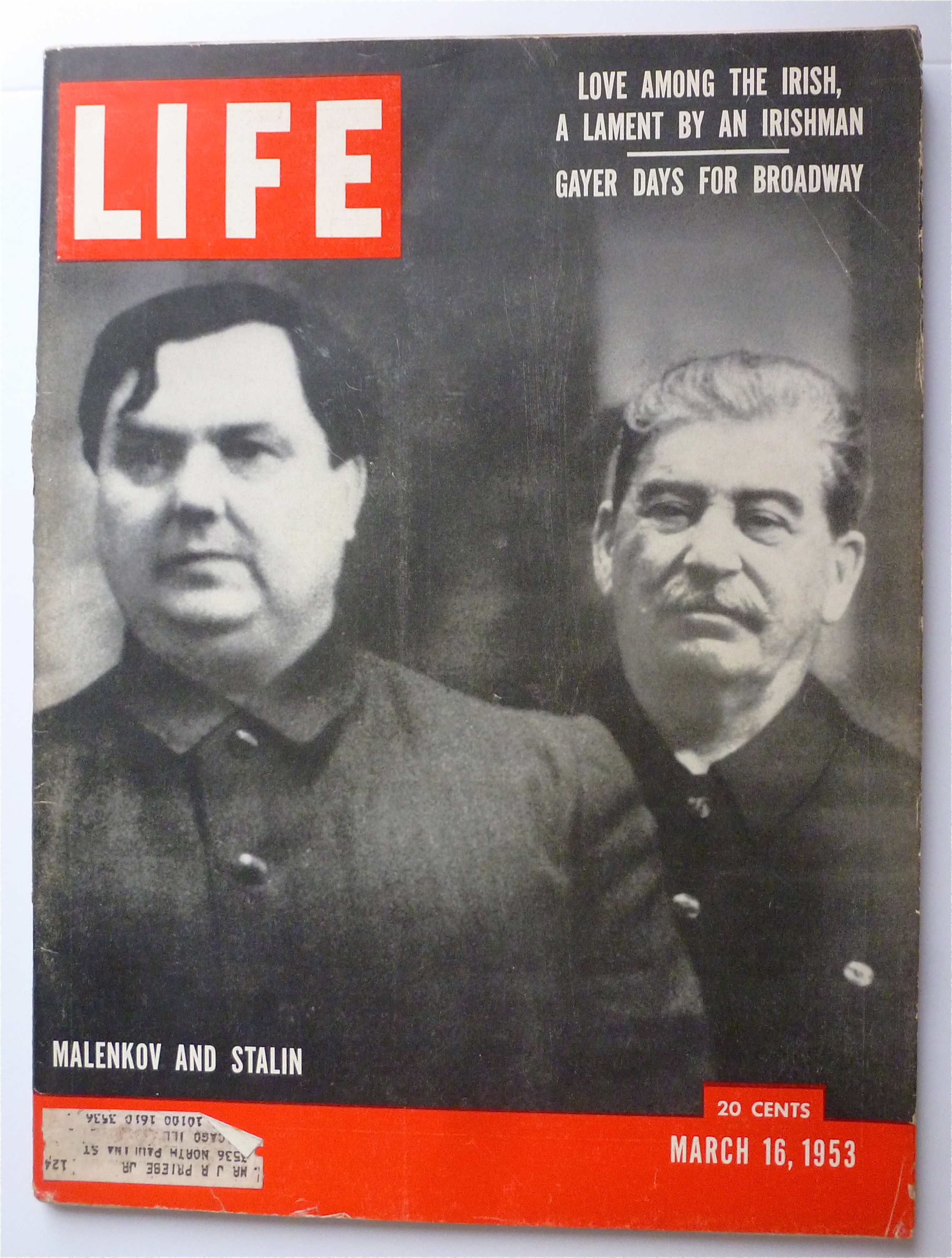 Life Magazine March 16, 1953 Malenkov & Stalin