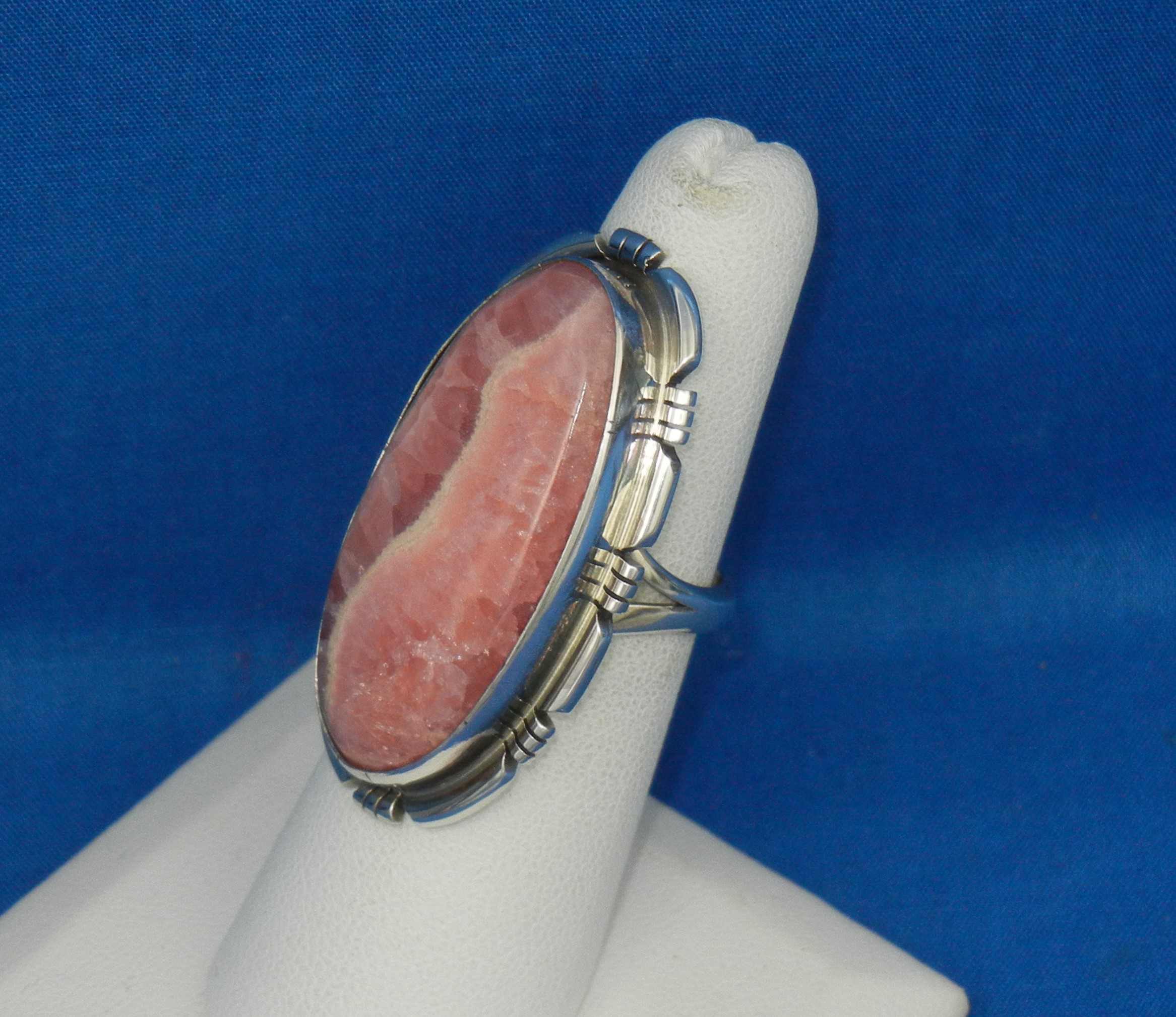Navajo Sterling Silver Rhodochrosite Ring Signed Sheila