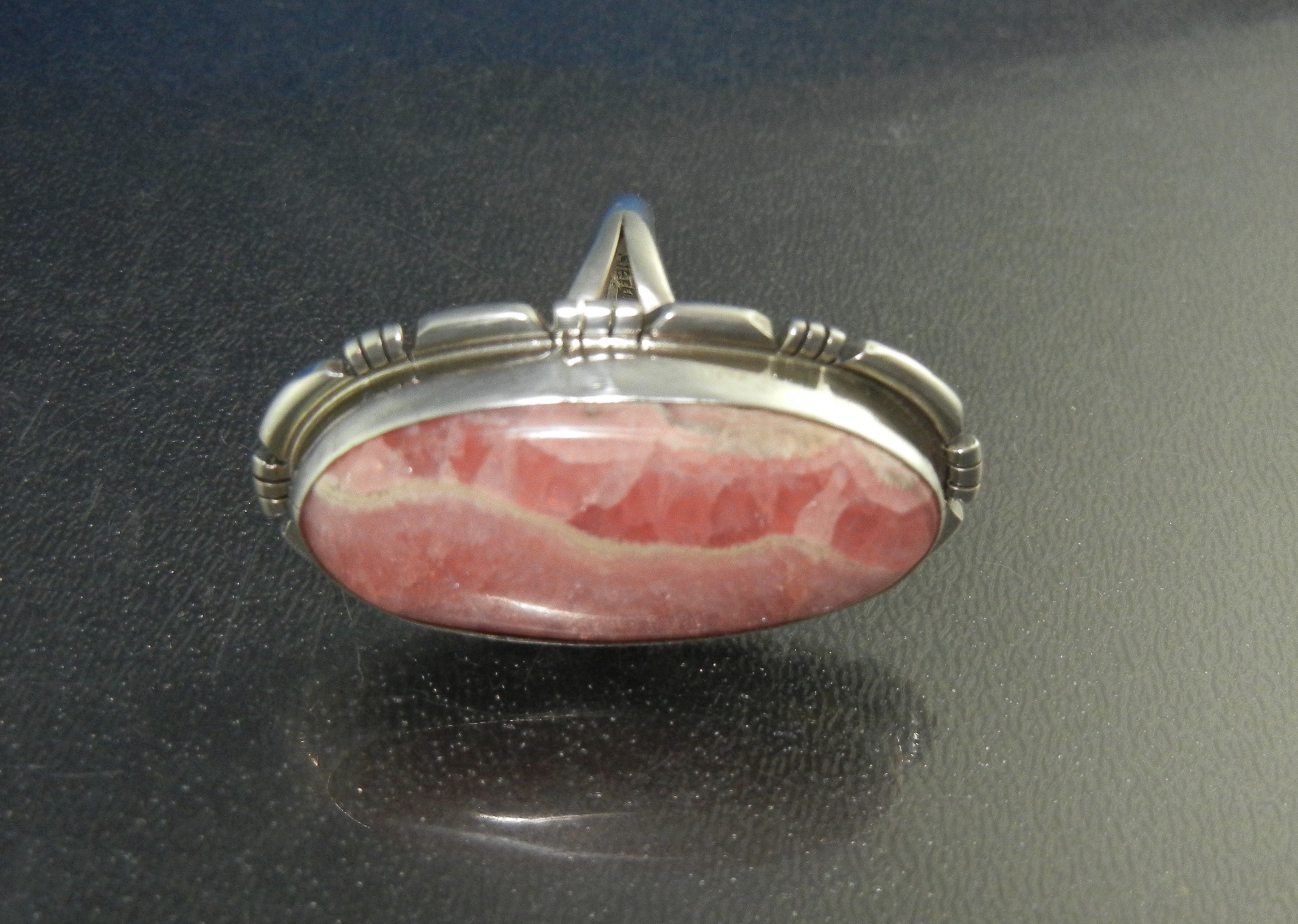 Navajo Sterling Silver Rhodochrosite Ring Signed Sheila