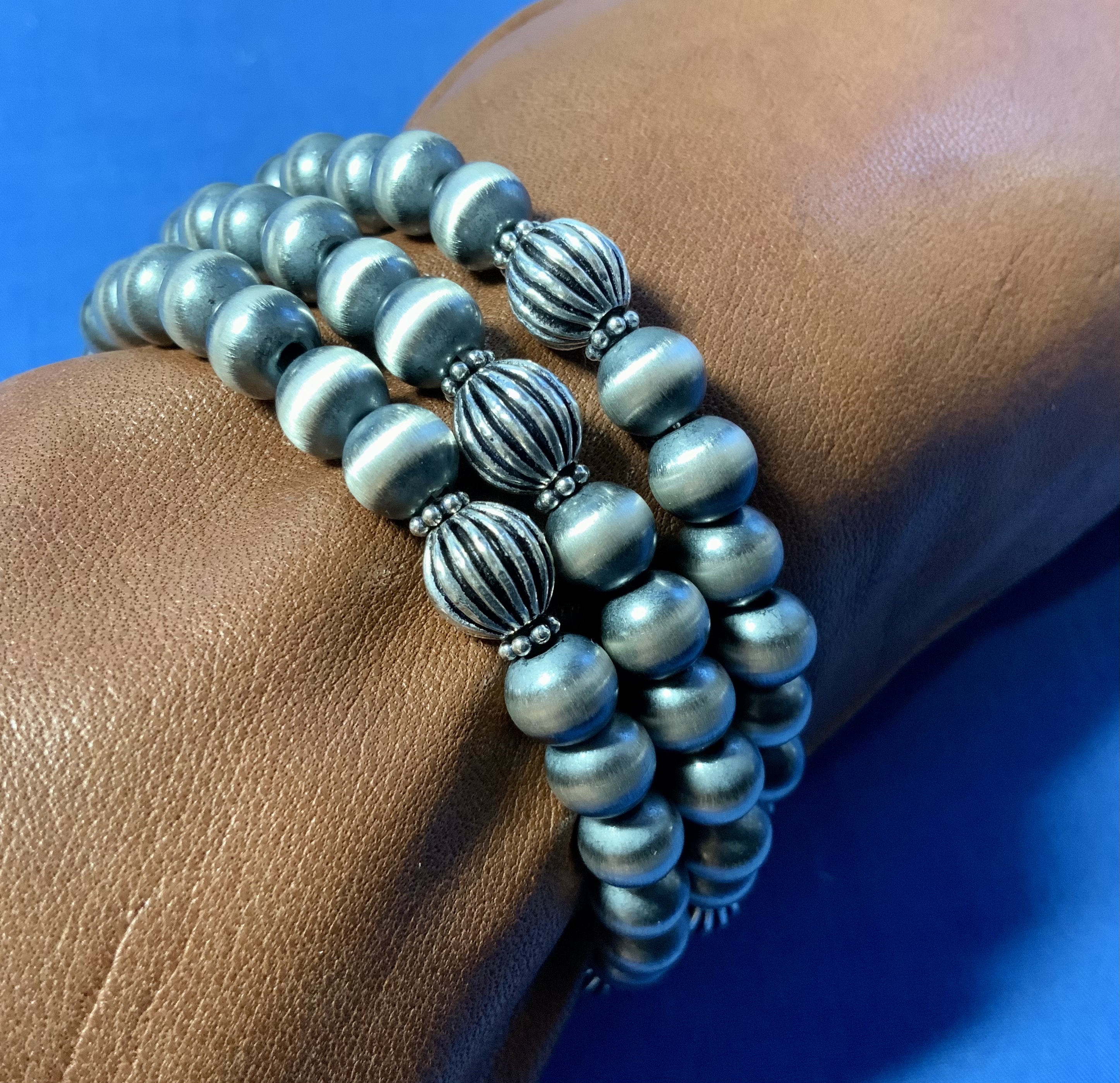 Navajo Pearls Sterling Silver Memory Coil Bracelet