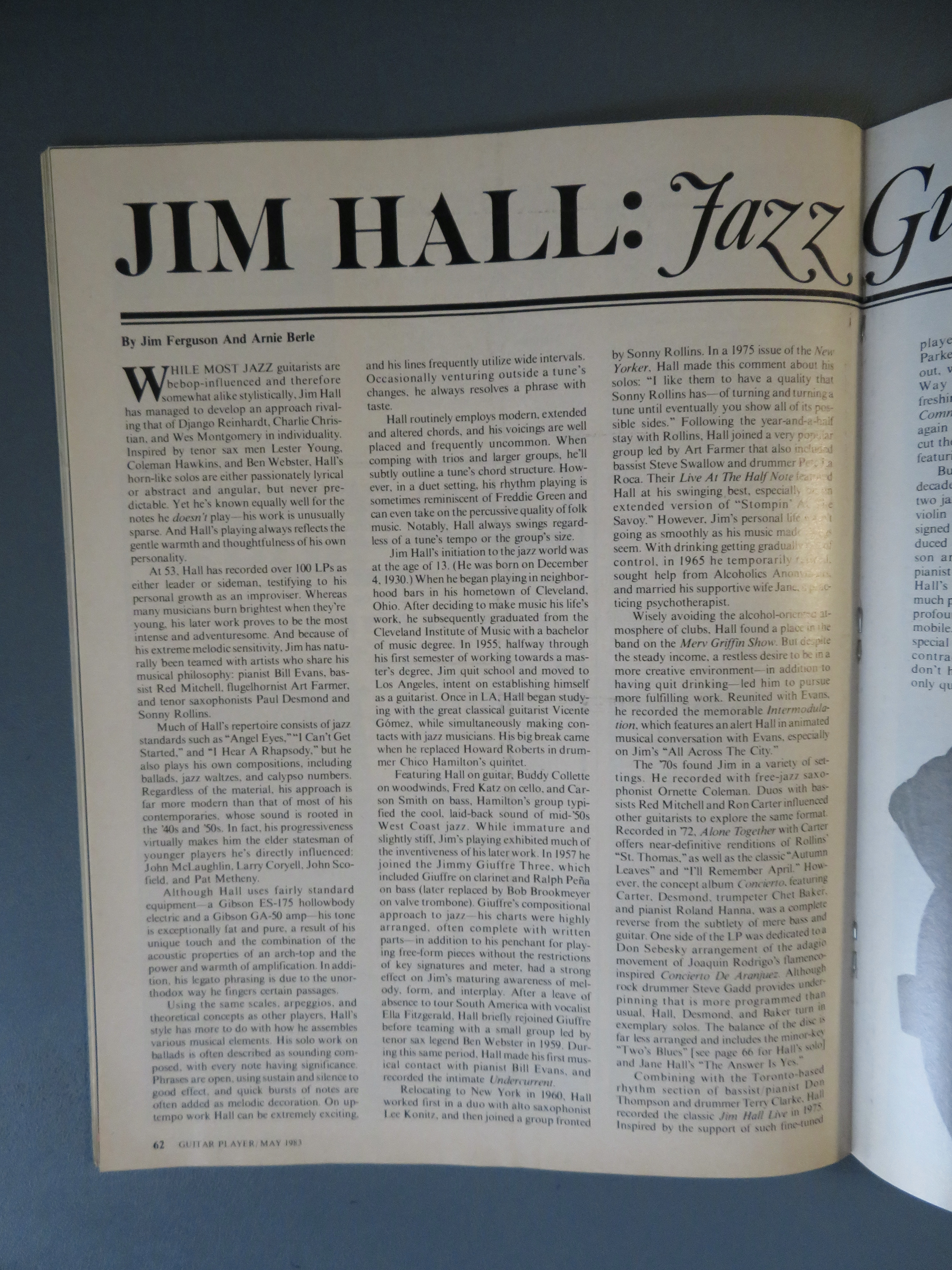 Guitar Player Magazine May 1983 Jim Hall