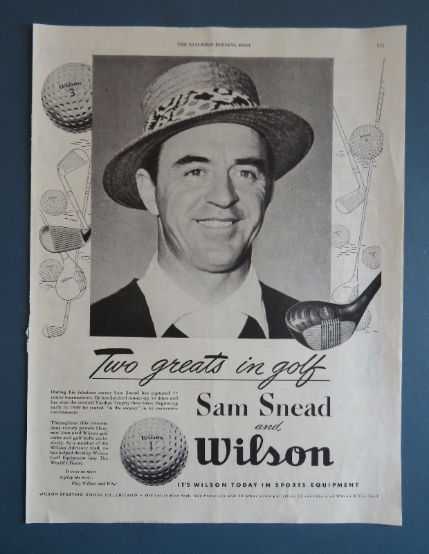1952 Wilson Golf Clubs & Golf Balls with Golfer Sam Snead