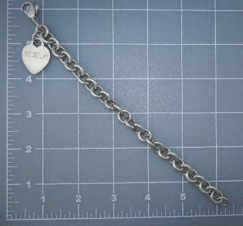 Tiffany Sterling Silver  Bracelet Heart Charm BDP