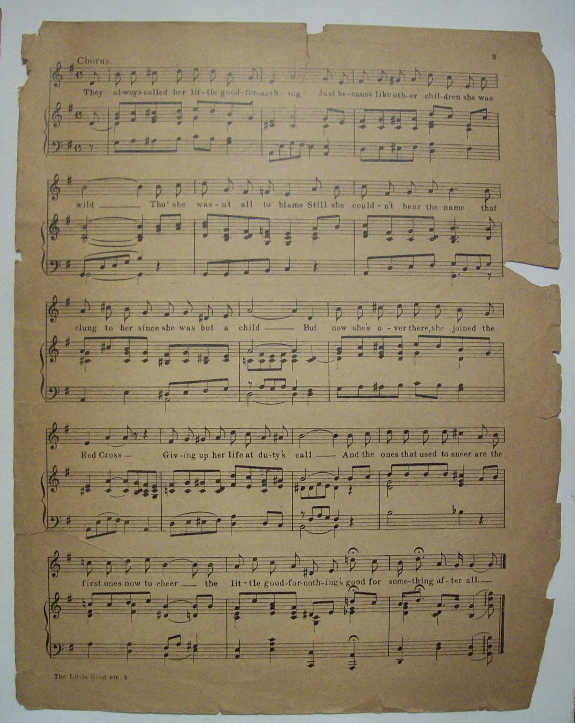 Sheet Music For 1918 The Little Good For Nothings