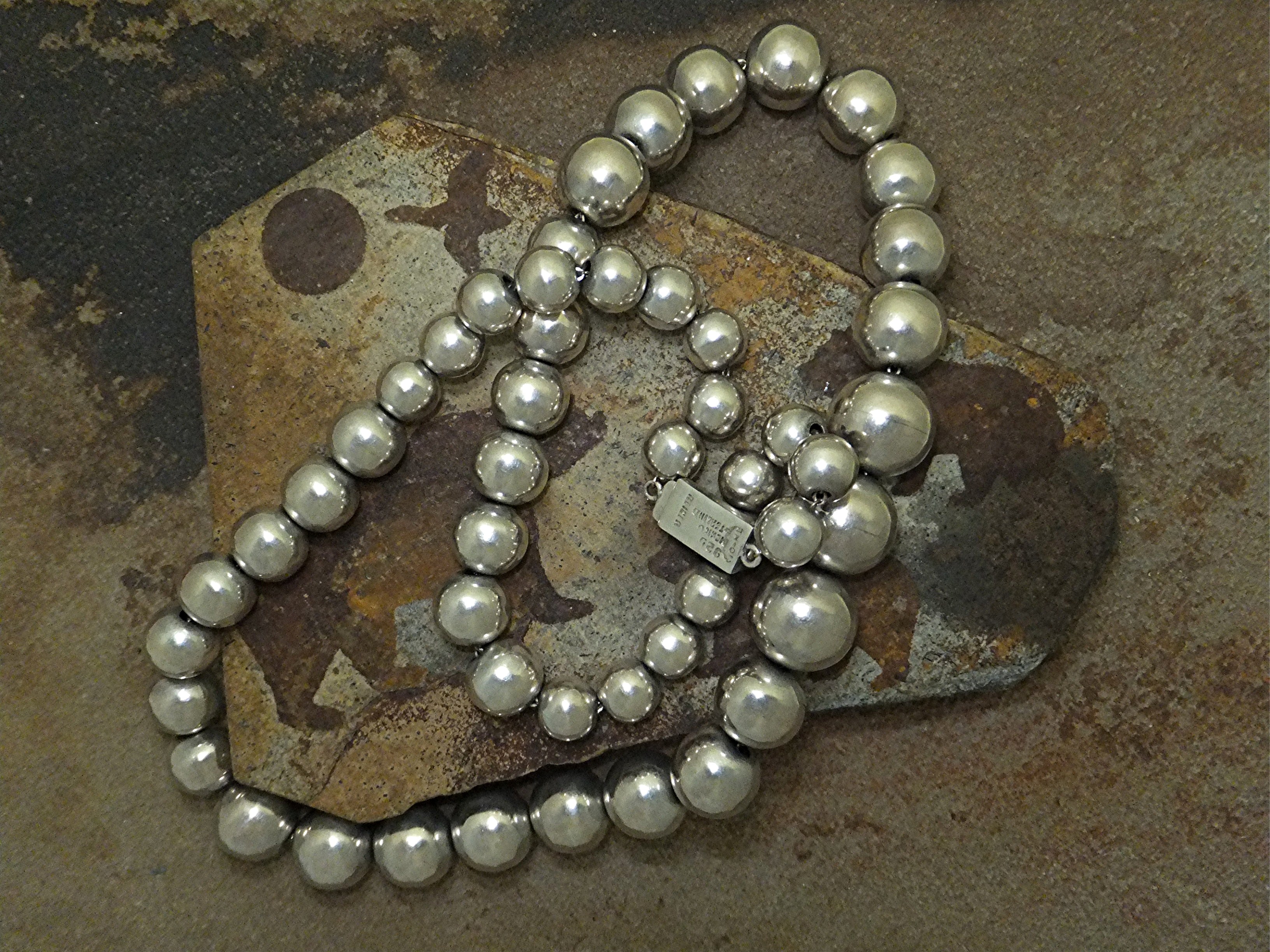Taxco Mexico  Sterling Silver  Beads  Necklace ALICIA