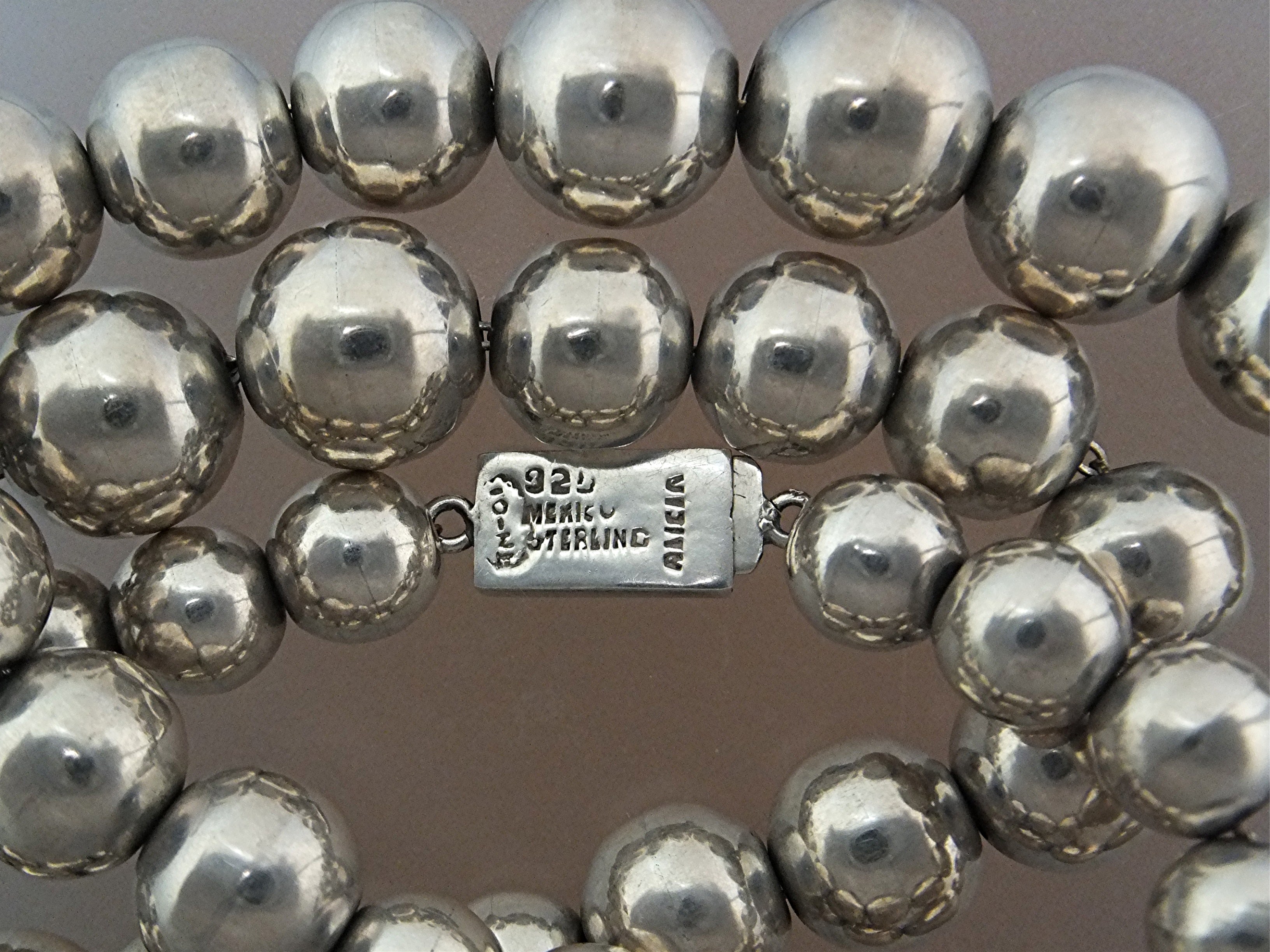 Taxco Mexico  Sterling Silver  Beads  Necklace ALICIA