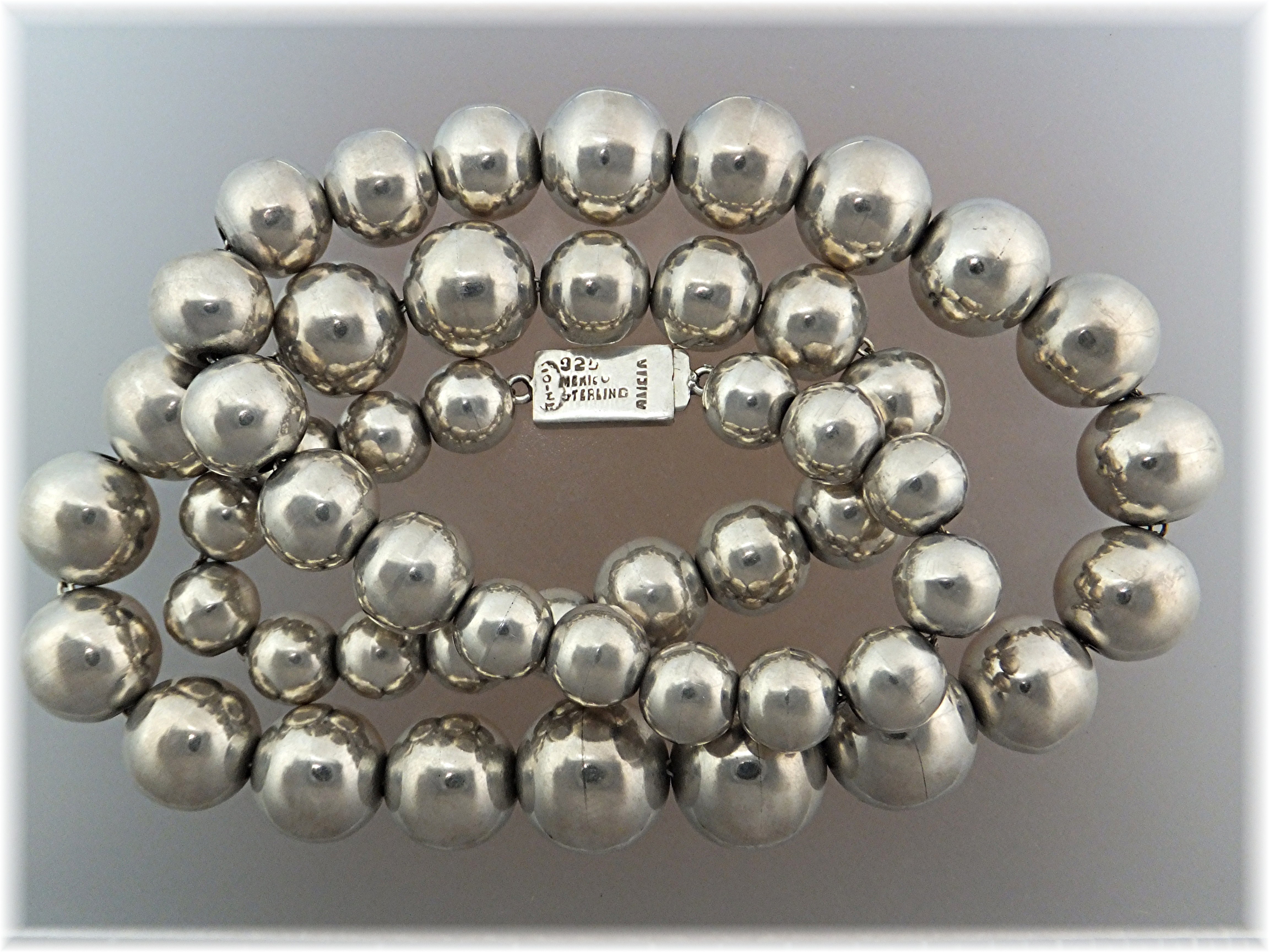 Taxco Mexico  Sterling Silver  Beads  Necklace ALICIA