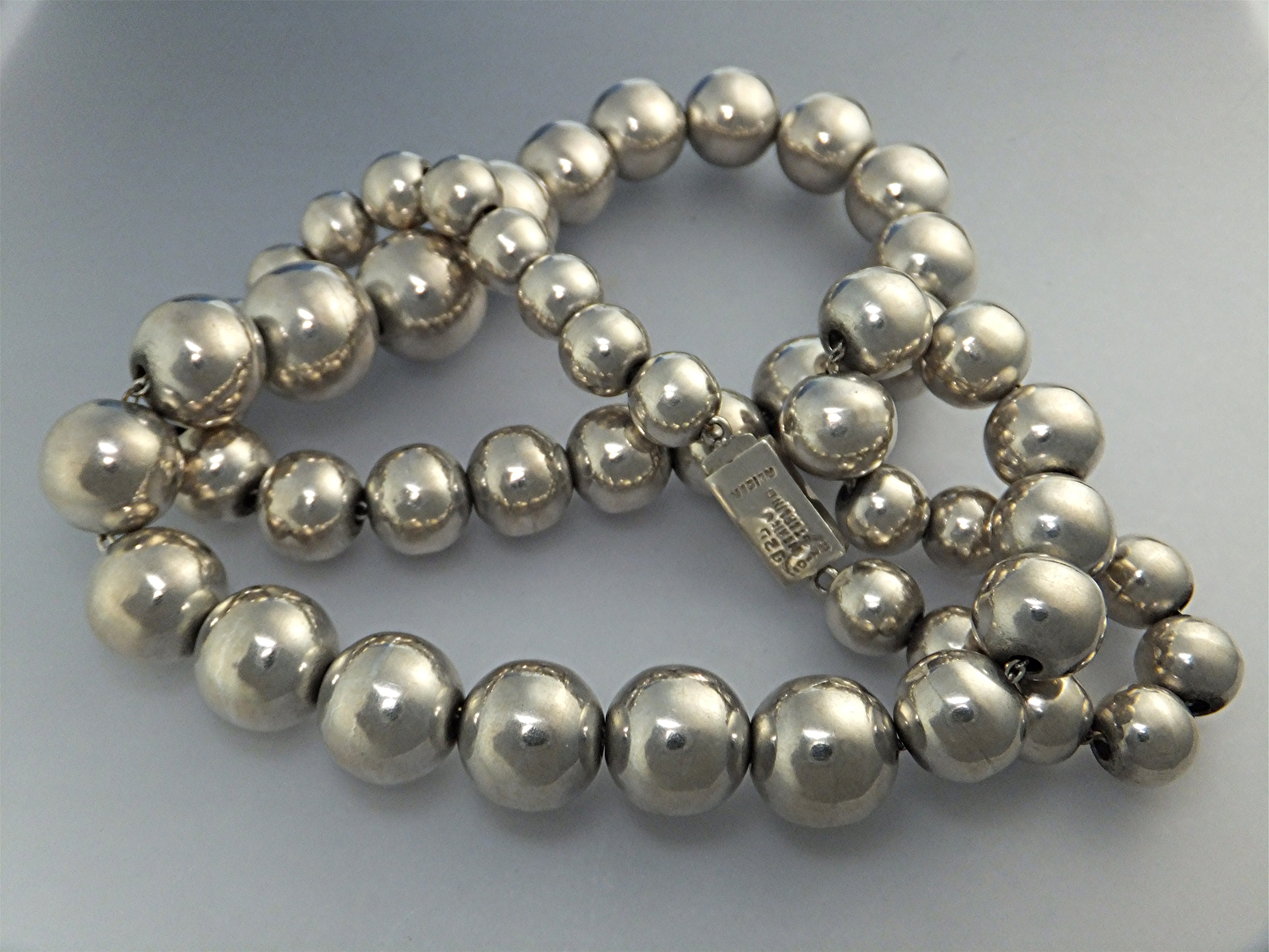 Taxco Mexico Sterling Silver Beads Necklace ALICIA