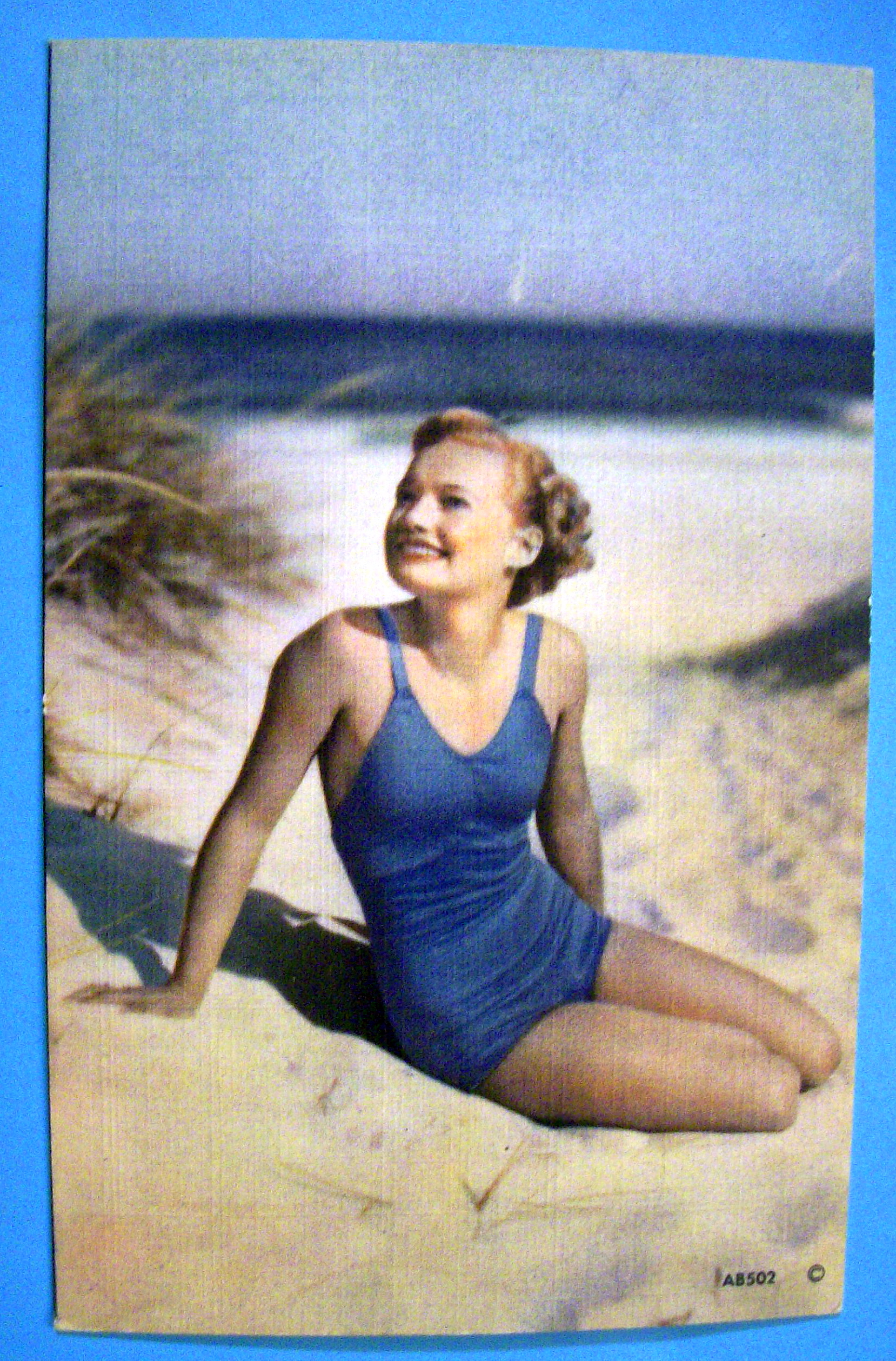 Beautiful Woman On The Beach Postcard (original)