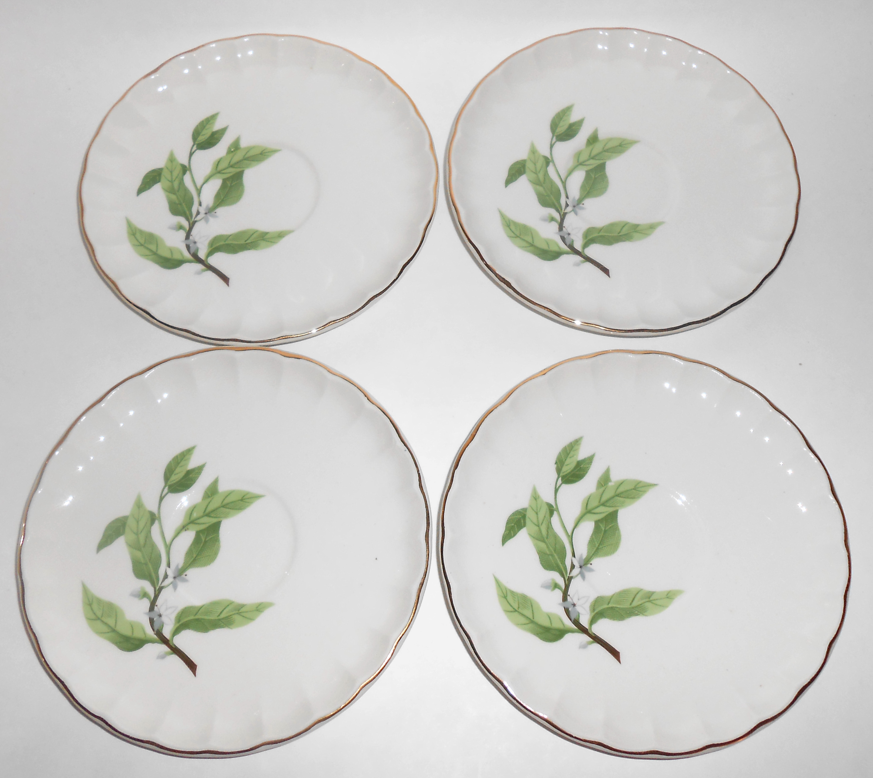 W. S. George Pottery China B8760 Floral Set/4 Saucers!