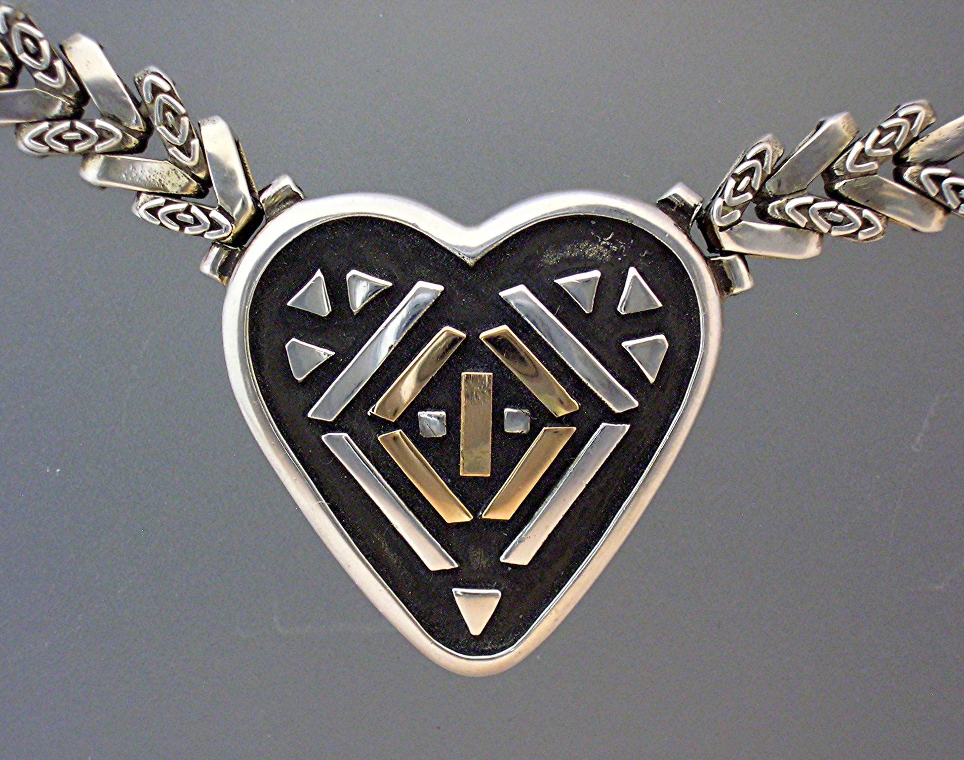 Necklace Sterling Silver Gold Designer DeGruchy Heart