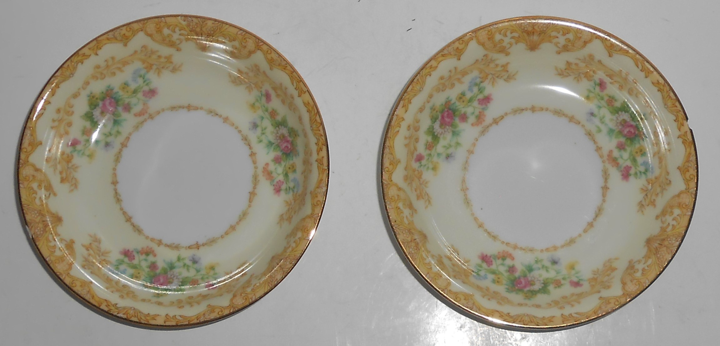 Noritake Porcelain China Wotan W/Gold Pair Fruit Bowls