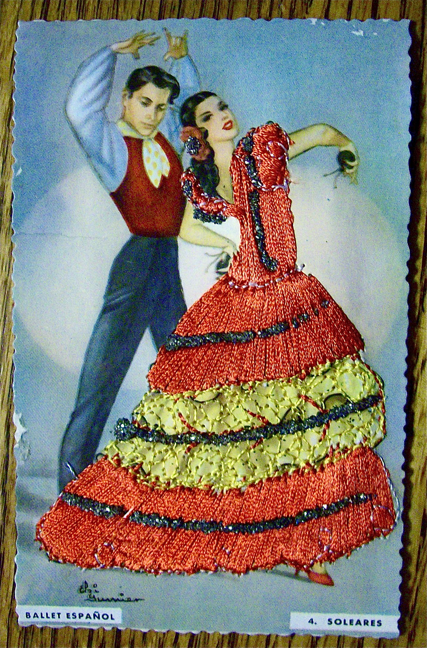Ballet Espanol Postcard-Fabric Overlay-4. Soleares