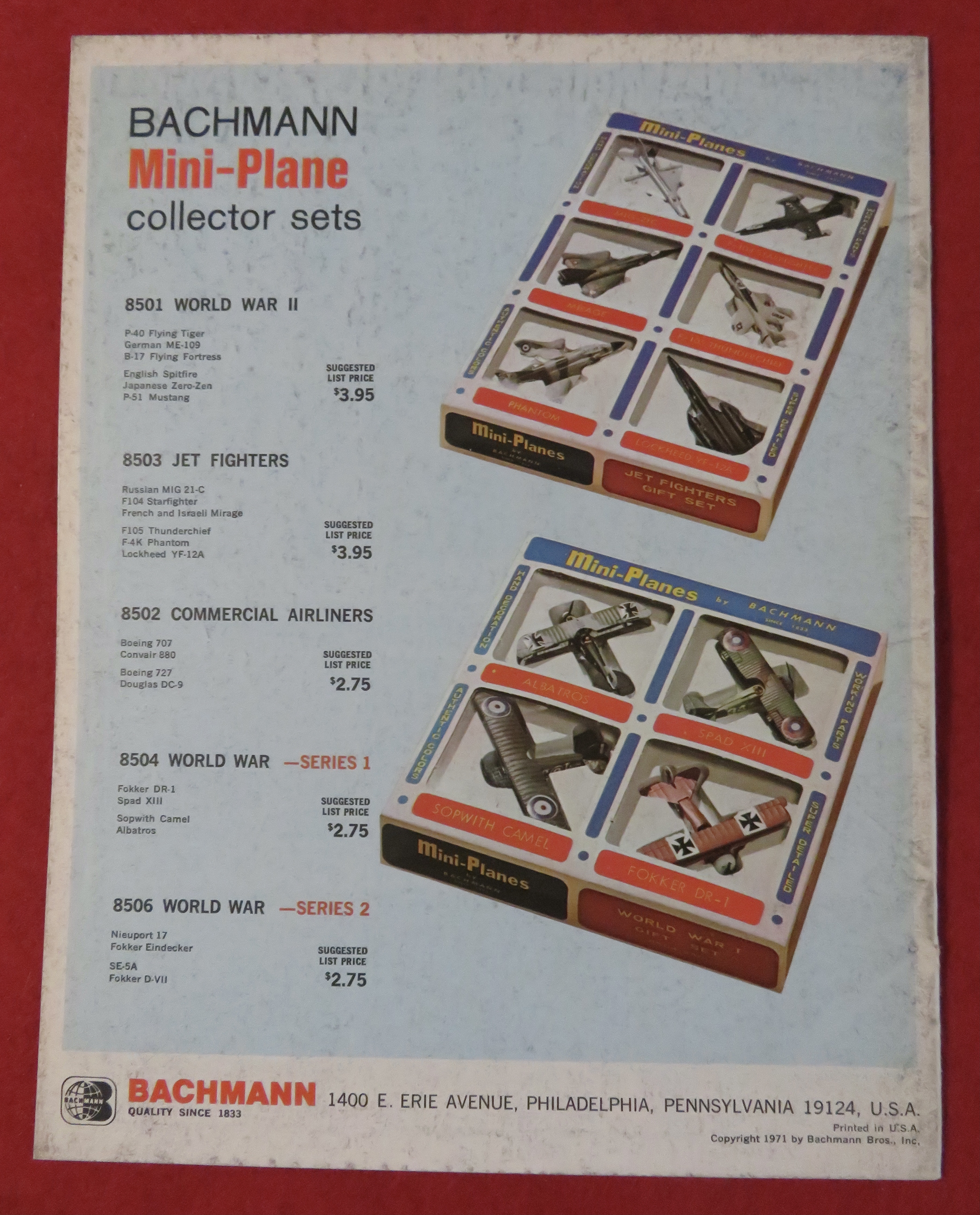 Bachmann Model Railroad Train Catalog 1971