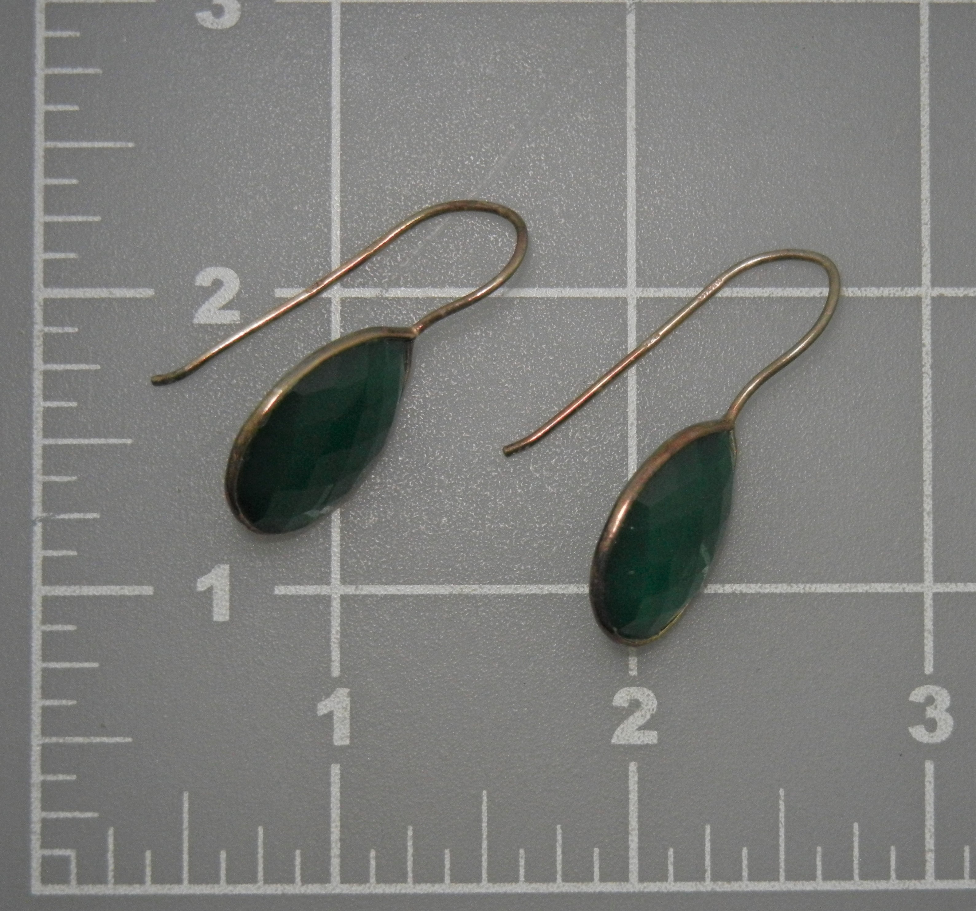 Emerald Glass Sterling Silver Shepherd Hook Earrings