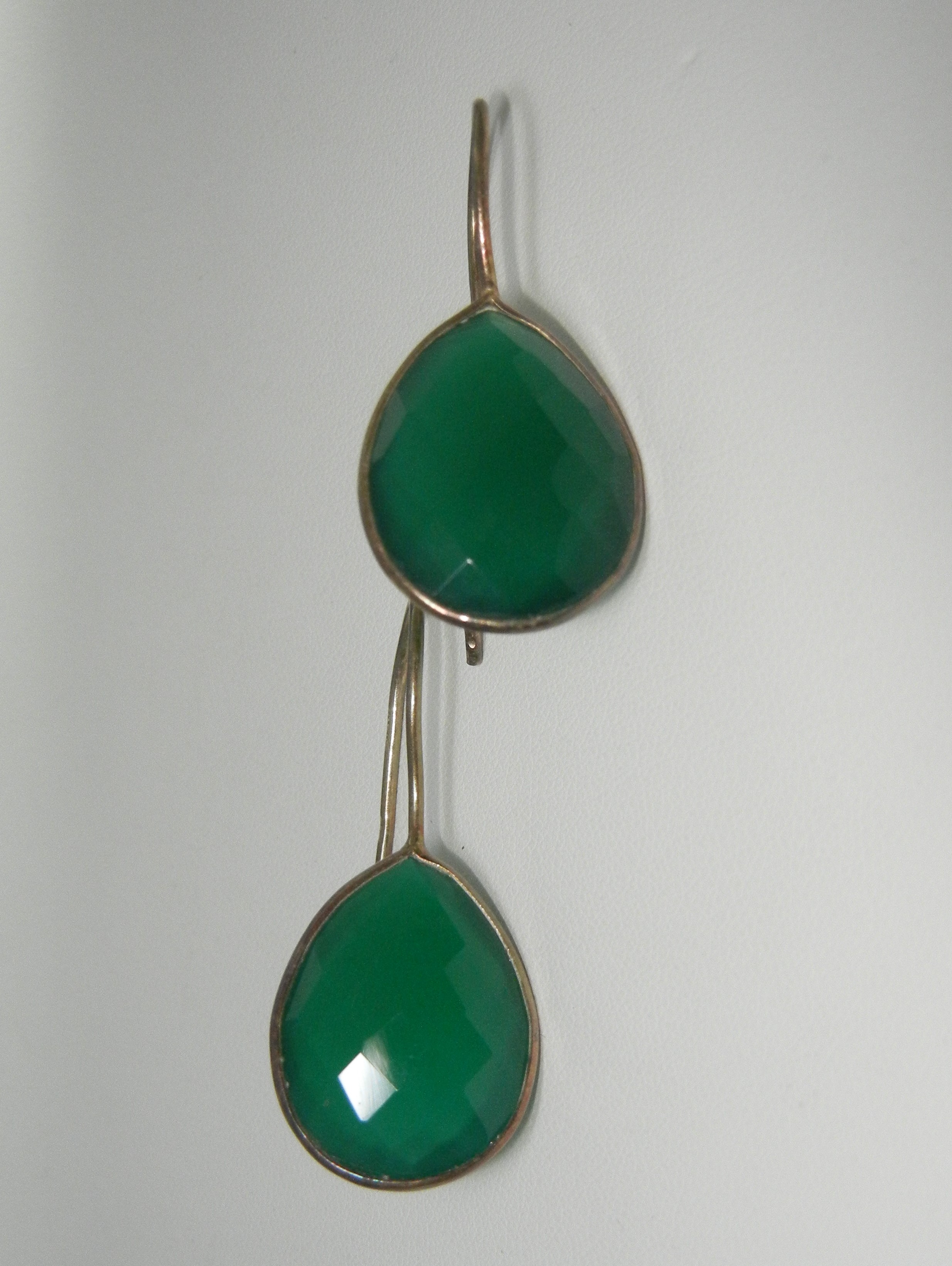 Emerald Glass Sterling Silver Shepherd Hook Earrings
