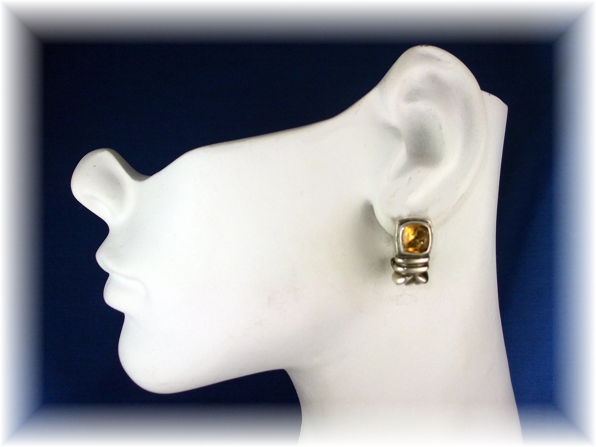 Citrine Sterling Silver French Clip Pierced Earrings