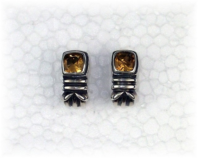 Citrine Sterling Silver French Clip Pierced Earrings