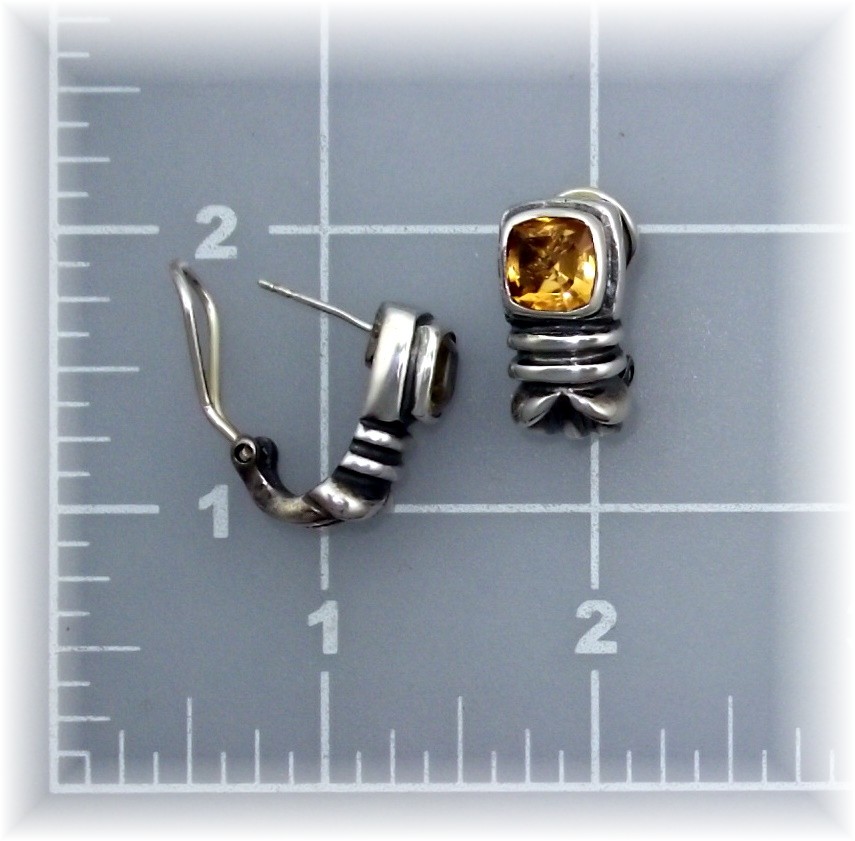Citrine Sterling Silver French Clip Pierced Earrings