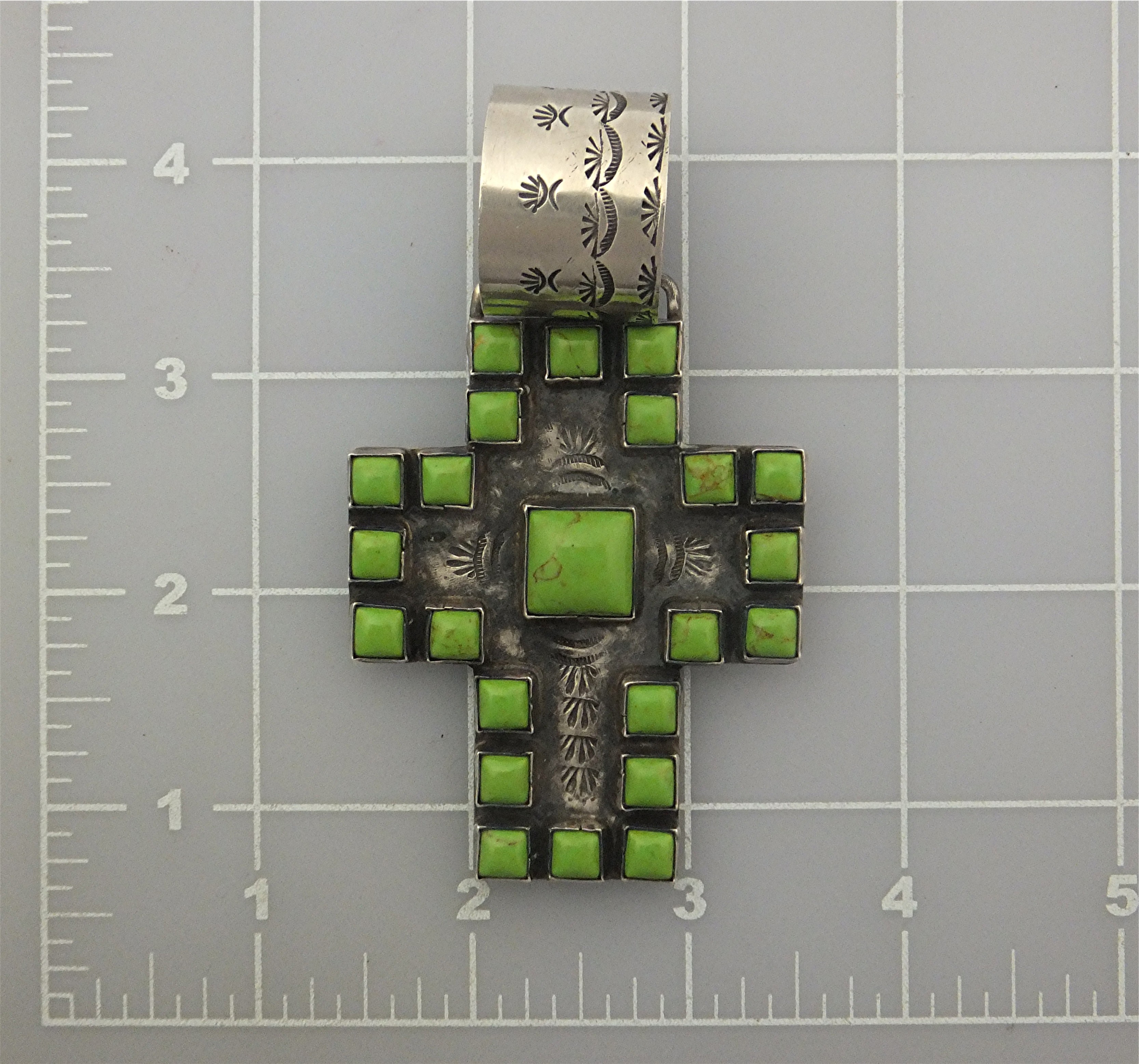 ROCKI GORMAN Sterling Silver Gaspeite Cross USA