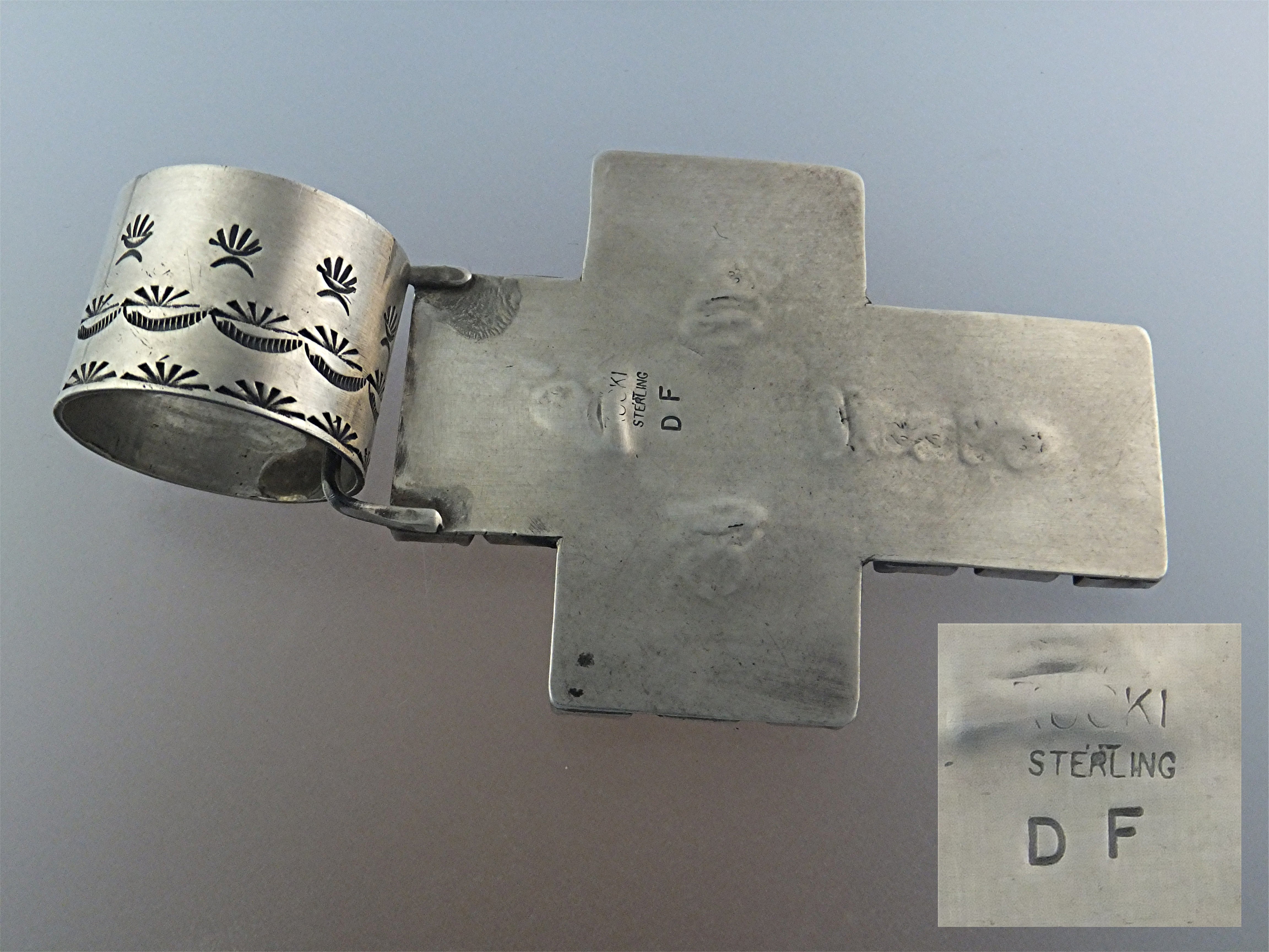 ROCKI GORMAN Sterling Silver Gaspeite Cross USA