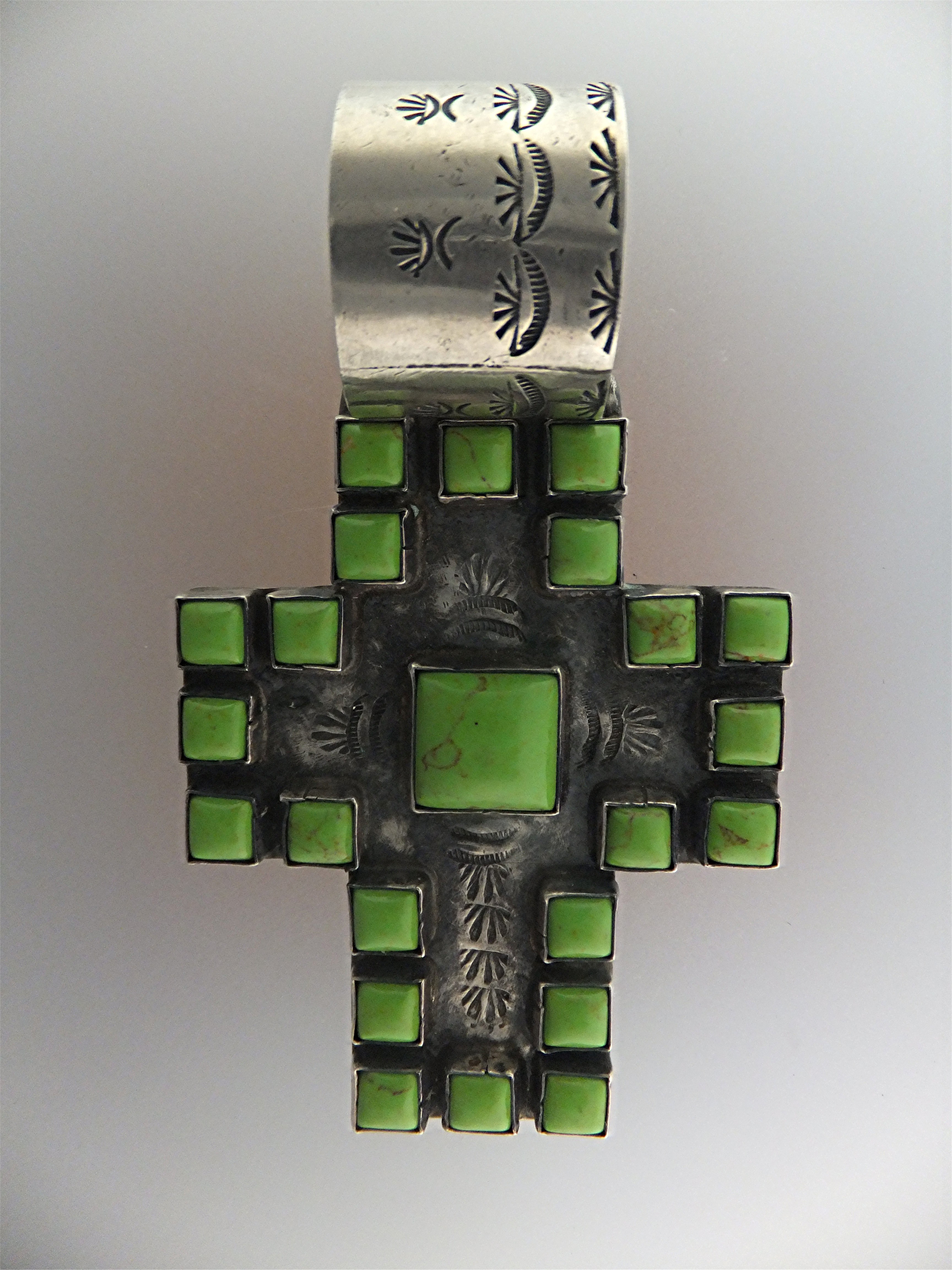 ROCKI GORMAN Sterling Silver Gaspeite Cross USA