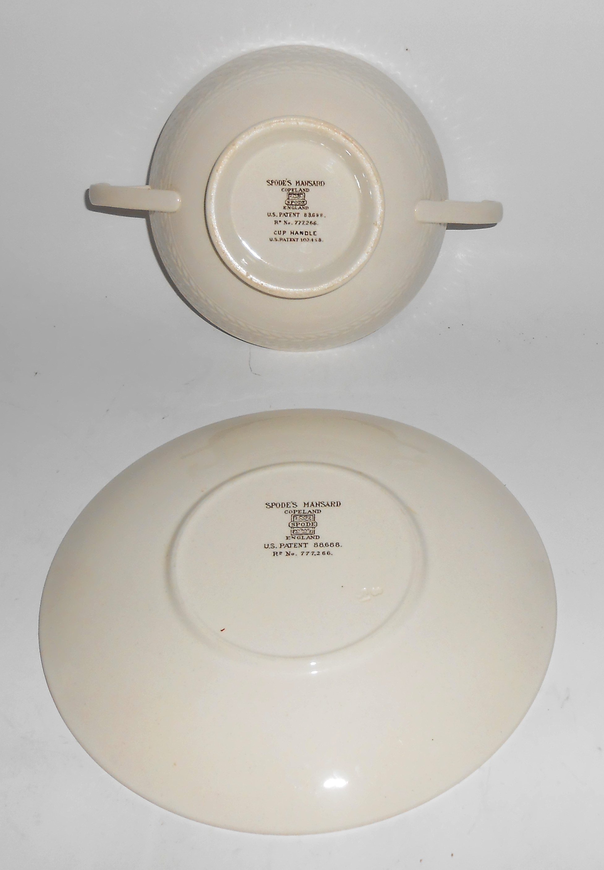 Spode China Pottery Ivory Mansard Cream Soup & Saucer M