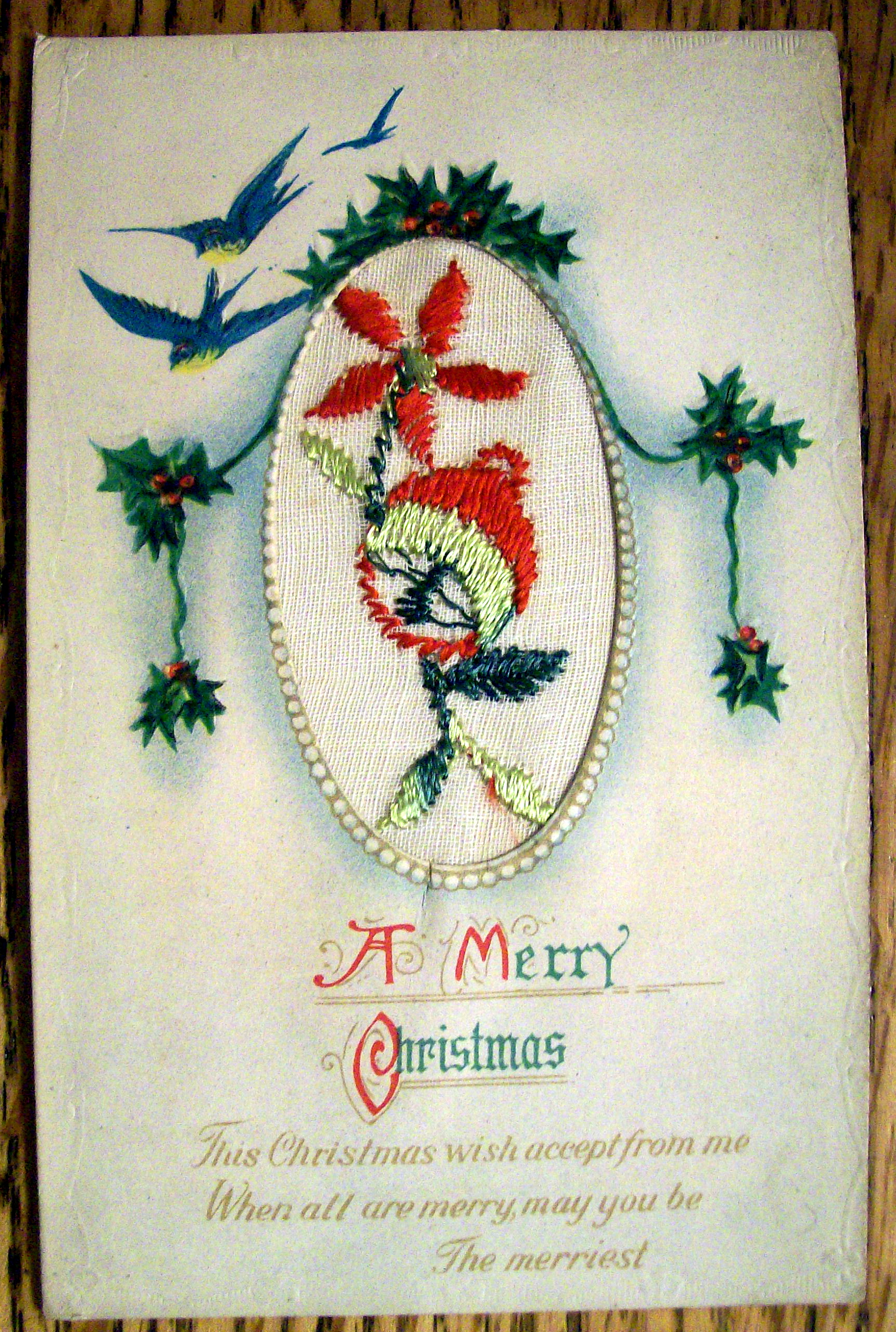 A Merry Christmas Postcard w/Merry Christmas (Embossed)