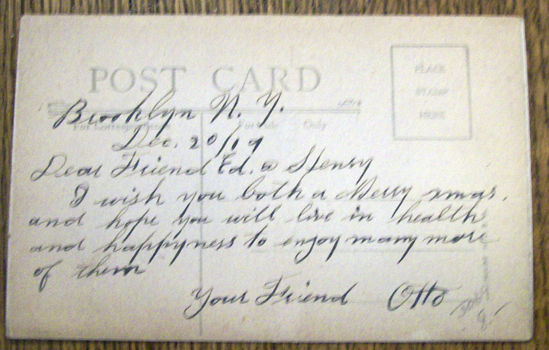 A Merry Christmas Postcard w/Merry Christmas (Embossed)