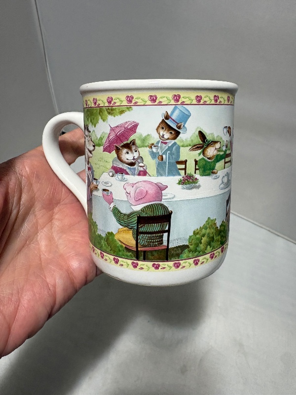 Hallmark Tea Time Mug with Anthropomorphic Animals 8 fluid ounces