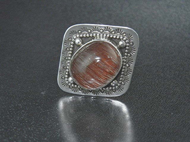 David Troutman Pink Gold Rutilated Quartz Sterling Silv