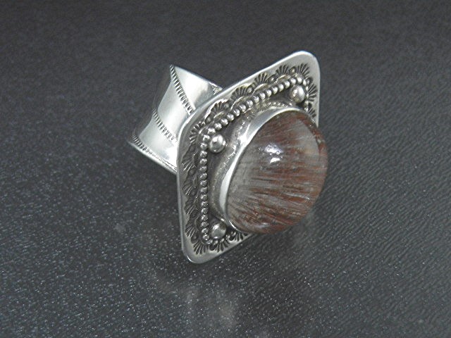David Troutman Pink Gold Rutilated Quartz Sterling Silv