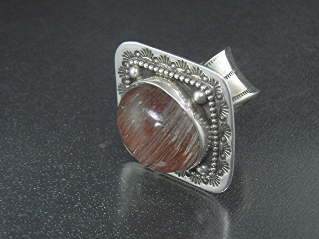 David Troutman Pink Gold Rutilated Quartz Sterling Silv