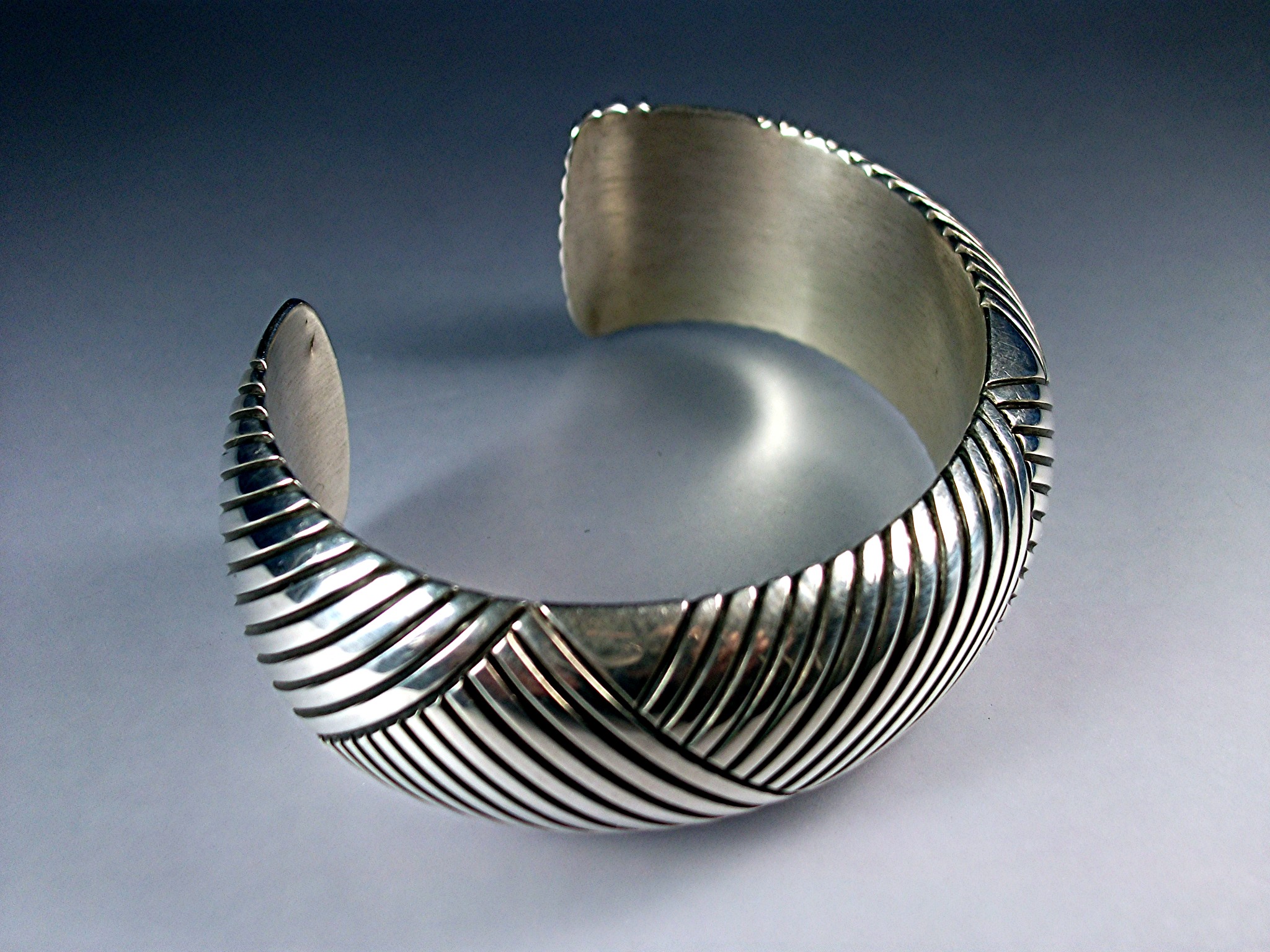 Navajo Sterling Silver Cuff Signed BIGHAND