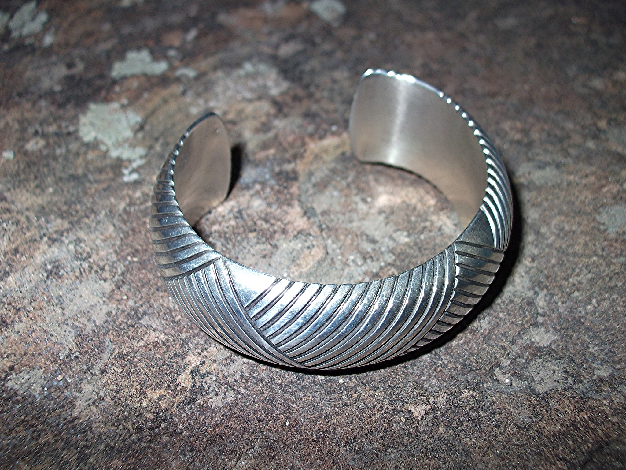 Navajo Sterling Silver Cuff Signed BIGHAND
