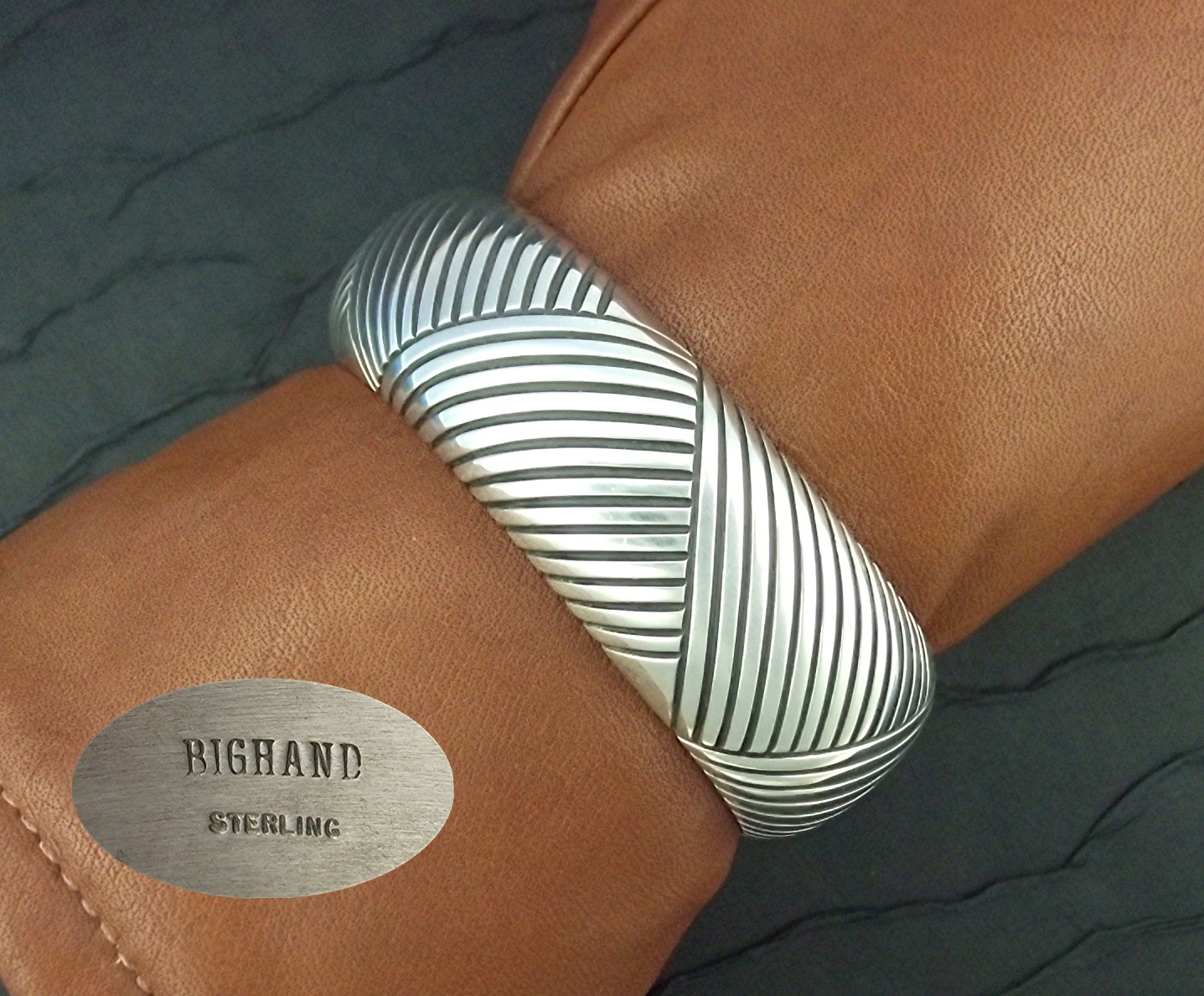 Navajo Sterling Silver Cuff Signed BIGHAND